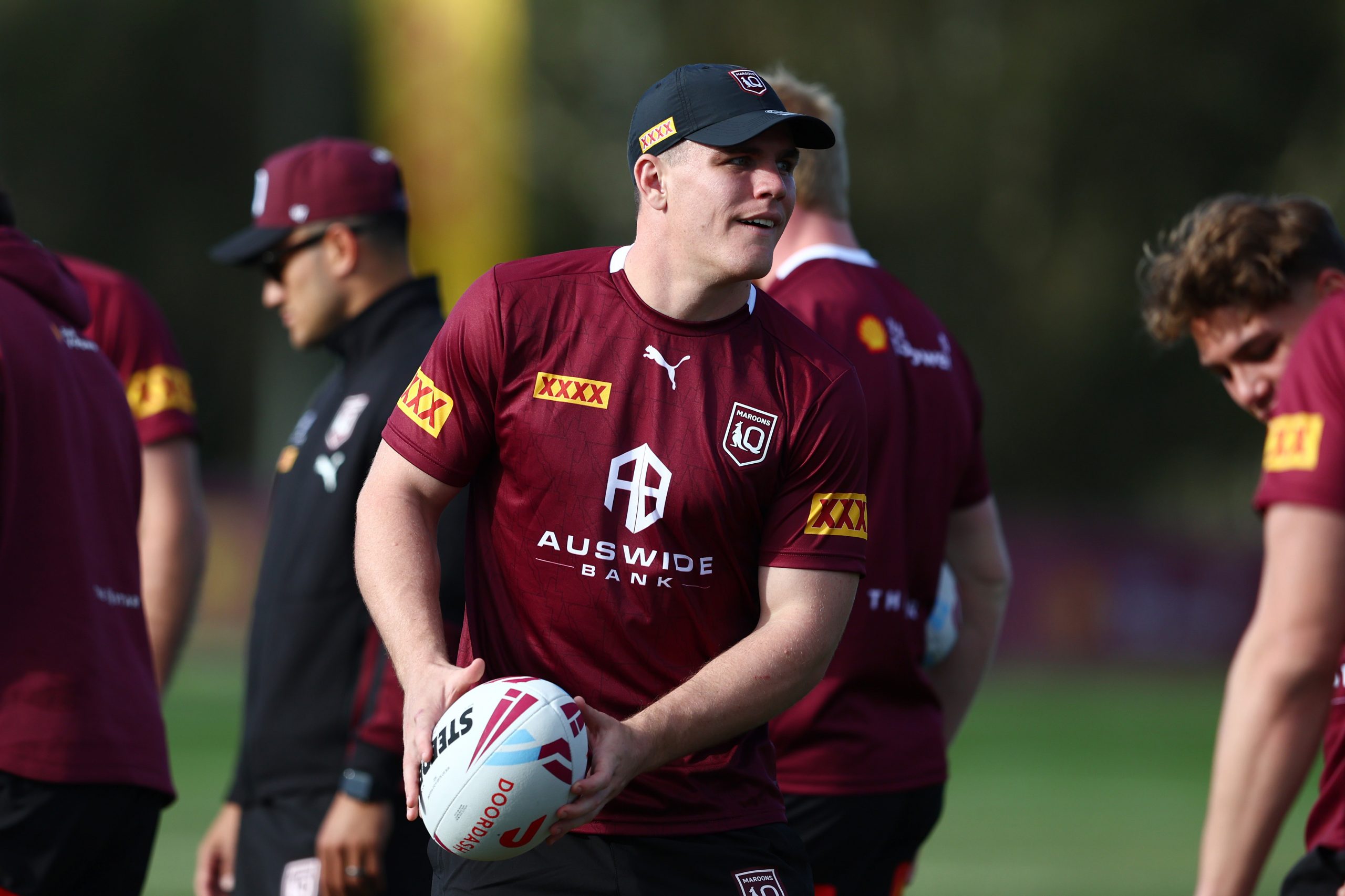 Beau Fermor during a Queensland Maroons' State of Origin training session in 2022.