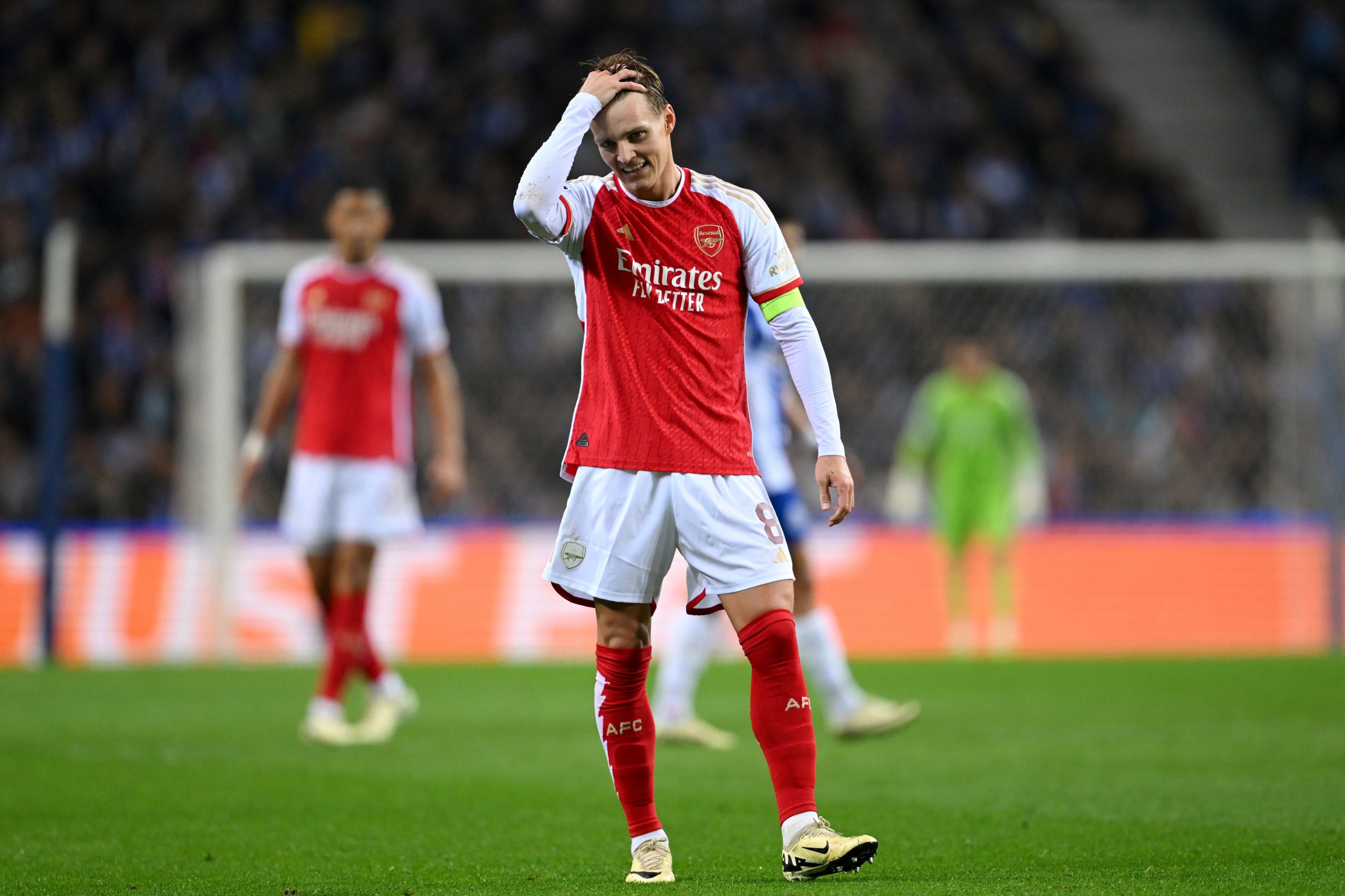 Martin Odegaard of Arsenal reacts.