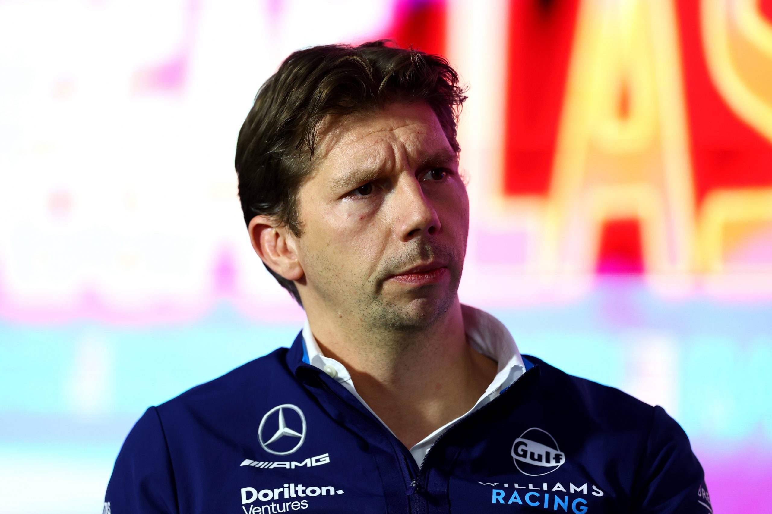 James Vowles, Team Principal of Williams looks on in the Team Principals Press Conference ahead of the F1 Grand Prix of Las Vegas at Las Vegas Strip Circuit on November 16, 2023 in Las Vegas, Nevada. (Photo by Dan Istitene/Getty Images)