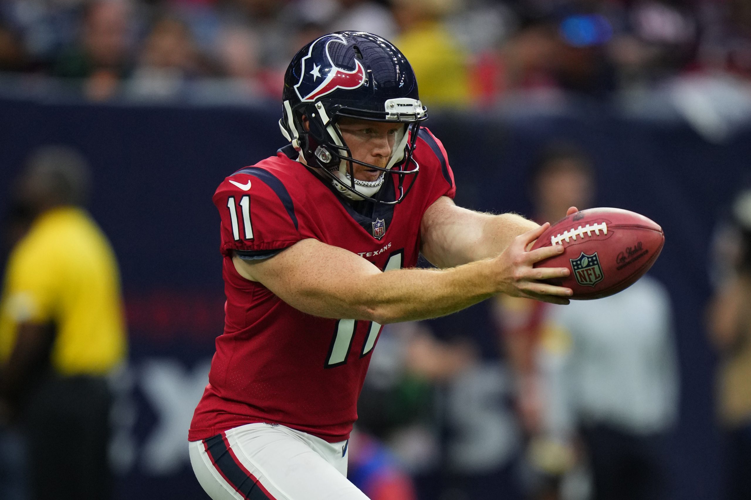 Cameron Johnston of the Houston Texans punts against the Indianapolis Colts.
