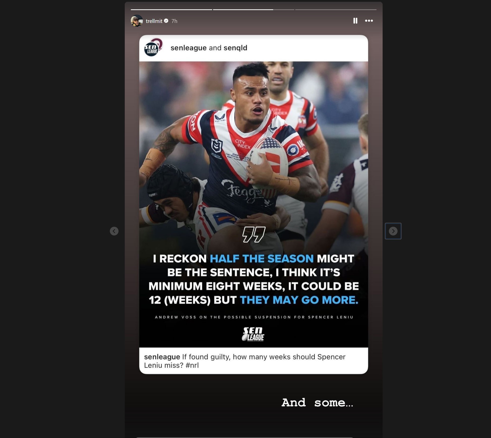 Latrell Mitchell wants a long ban for Spencer Leniu.