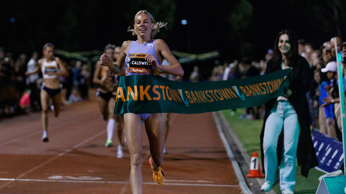 Abbey Caldwell takes victory at the Australian Mile Championships.