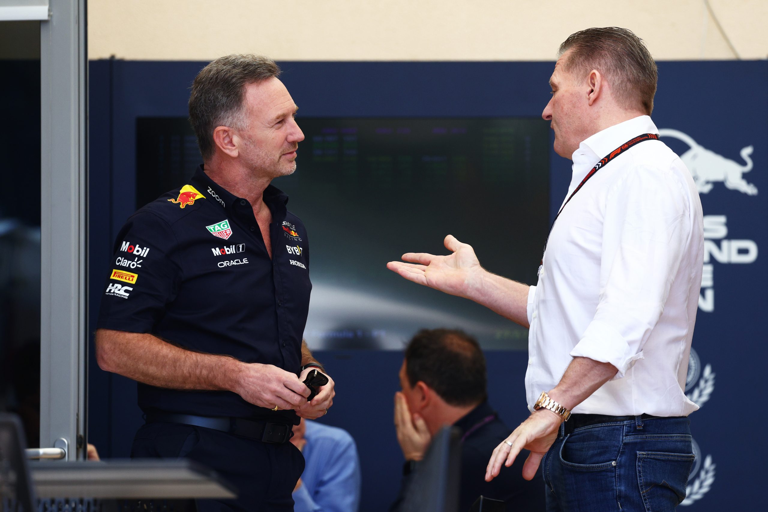 Red Bull team principal Christian Horner (left) with Jos Verstappen.