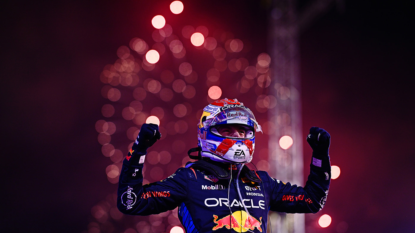 Race winner Max Verstappen of the Netherlands and Oracle Red Bull Racing celebrates in parc ferme during the F1 Grand Prix of Bahrain at Bahrain International Circuit on March 02, 2024 in Bahrain, Bahrain. (Photo by Mario Renzi - Formula 1/Formula 1 via Getty Images)