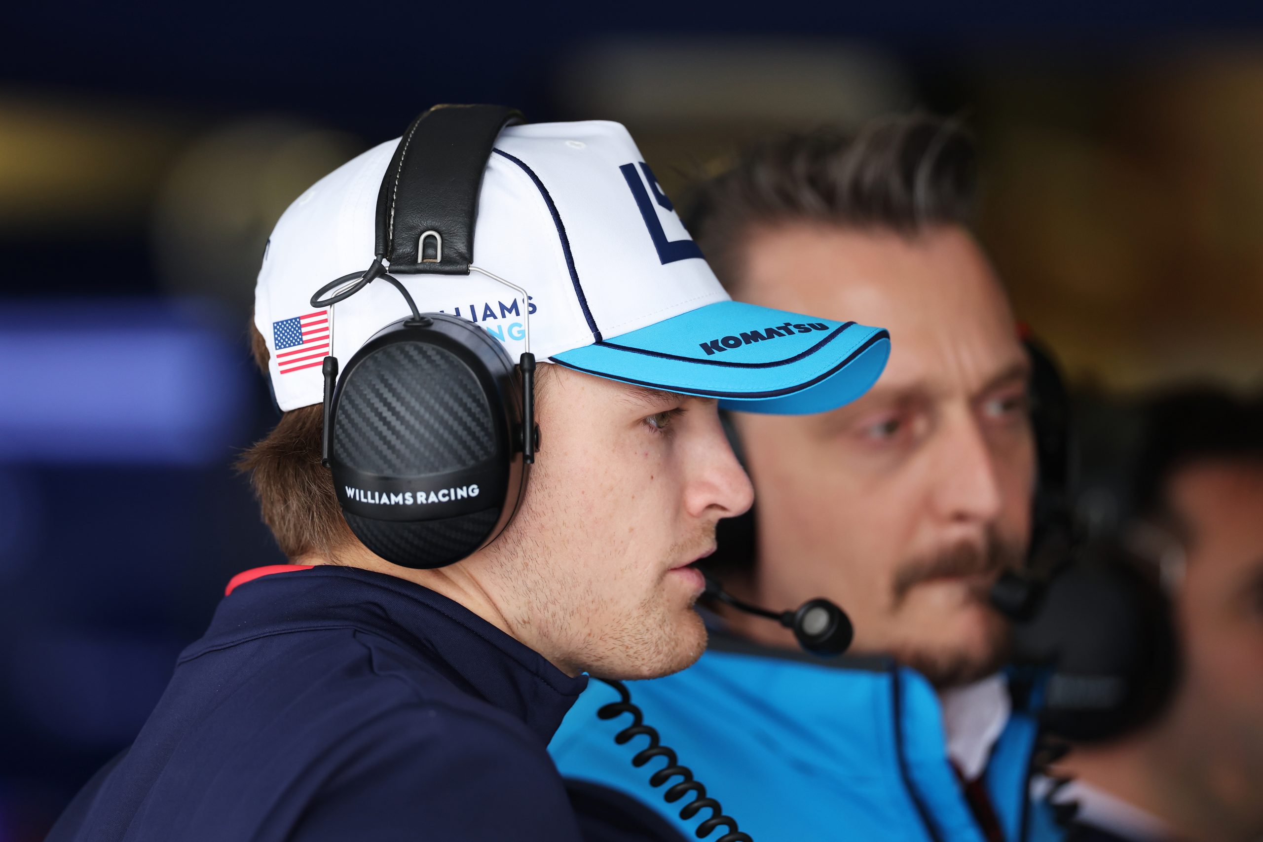 Logan Sargeant of United States and Williams looks on in the garage during final practice ahead of the F1 Grand Prix of Australia at Albert Park Circuit on March 23, 2024 in Melbourne, Australia. (Photo by Robert Cianflone/Getty Images)