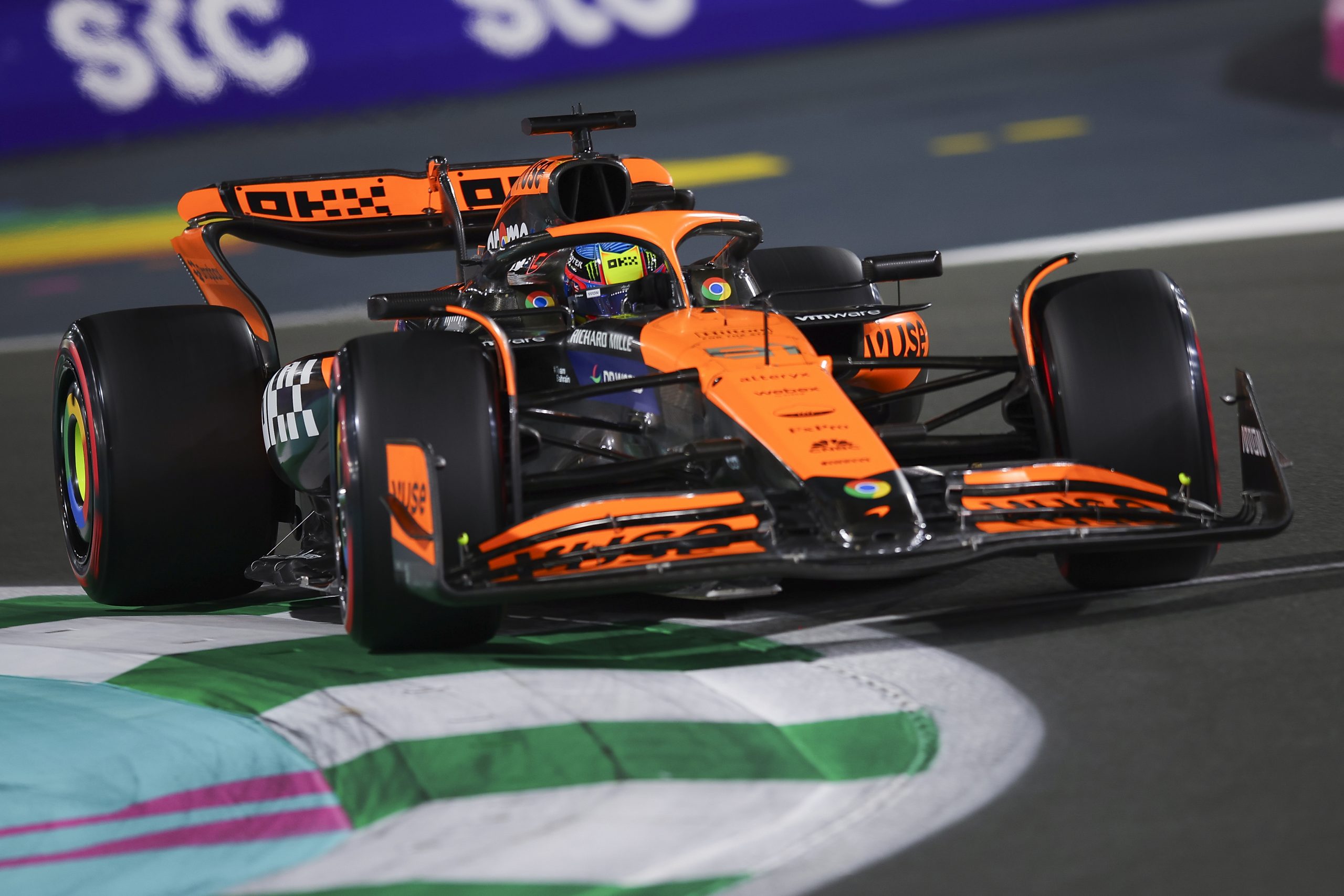 Oscar Piastri of Australia driving the (81) McLaren F1 Team MCL38 on trakc during qualifying ahead of the F1 Grand Prix of Saudi Arabia at Jeddah Corniche Circuit on March 08, 2024 in Jeddah, Saudi Arabia. (Photo by Eric Alonso/Getty Images)