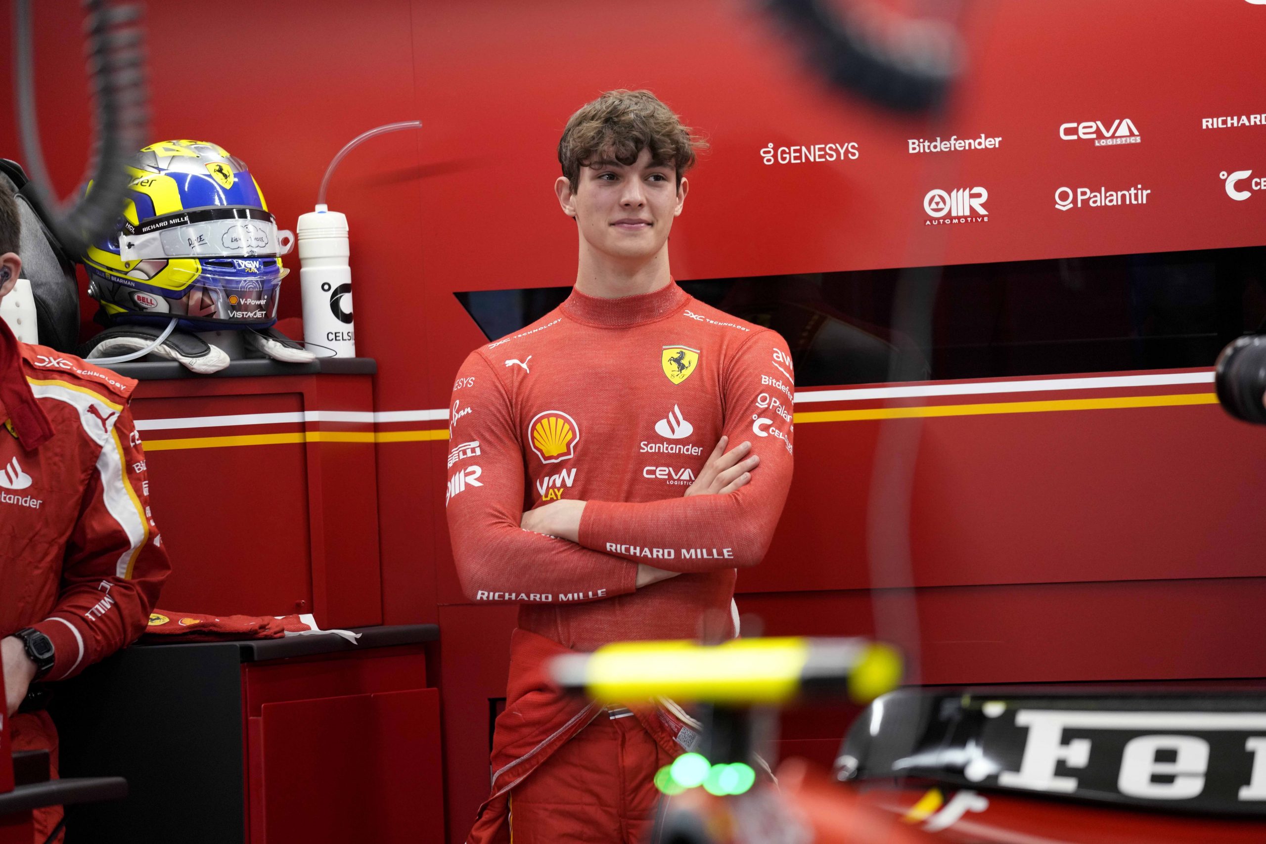 Oliver Bearman in the Ferrari garage before the Saudi Arabian Grand Prix.