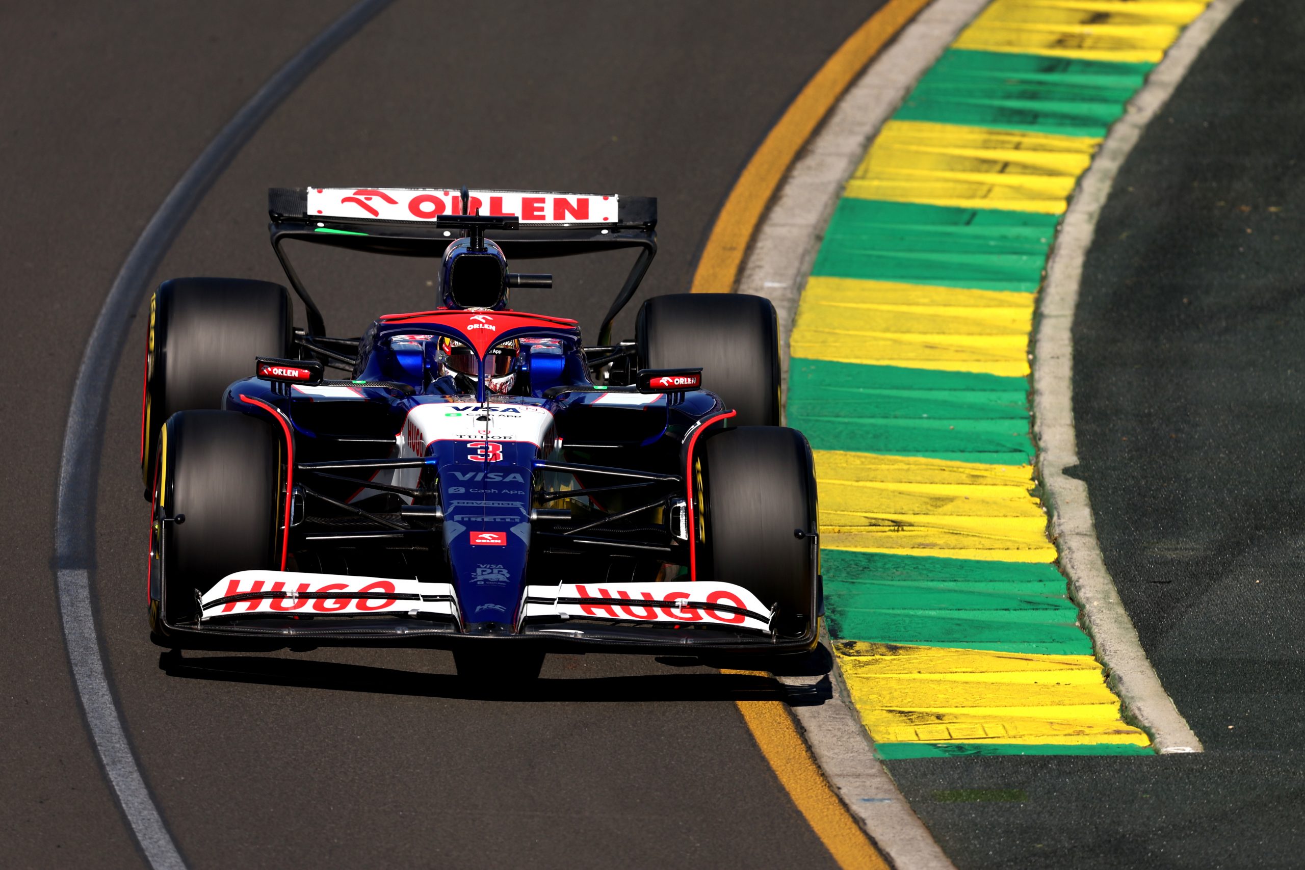 Daniel Ricciardo of Australia driving the (3) Visa Cash App RB VCARB 01 on track during practice ahead of the F1 Grand Prix of Australia at Albert Park Circuit on March 22, 2024 in Melbourne, Australia. (Photo by Robert Cianflone/Getty Images)