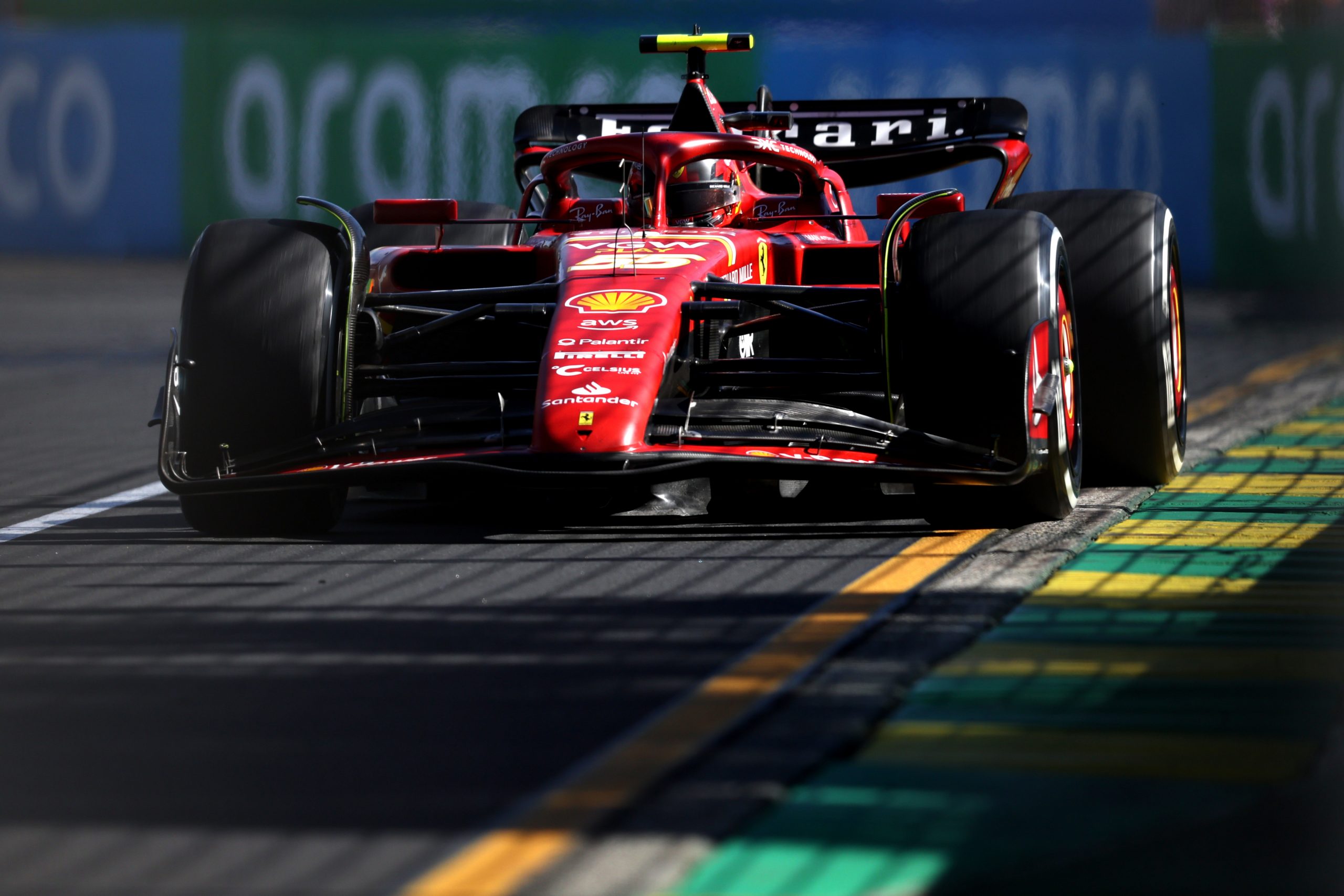 Carlos Sainz of Spain driving the Ferrari at Albert Park.