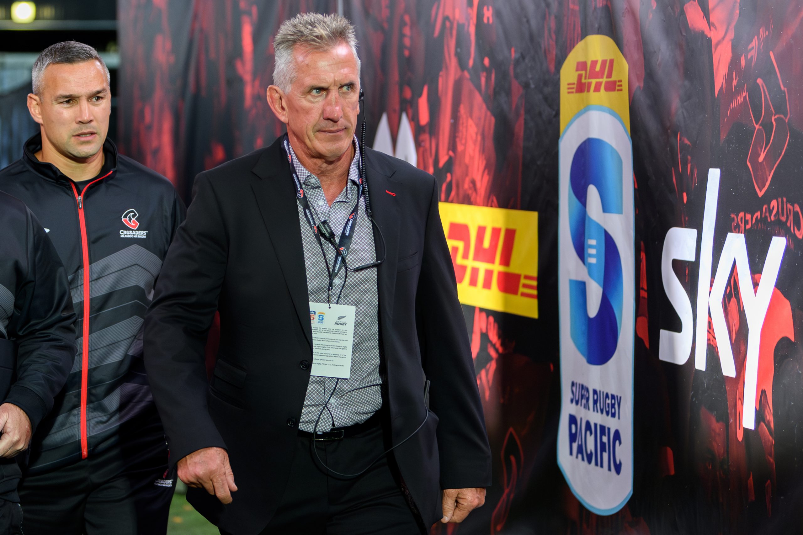 Head coach Rob Penney of the Crusaders walks out after the break during the round four Super Rugby Pacific match.