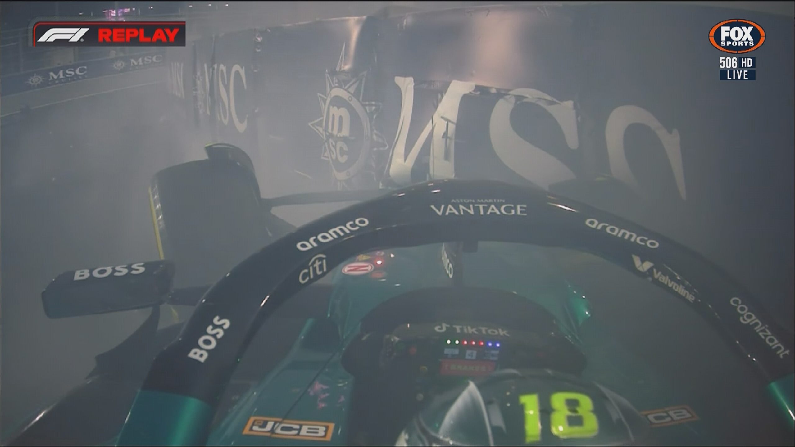 Lance Stroll was uninjured in a heavy crash early in the Saudi Arabian Grand Prix.