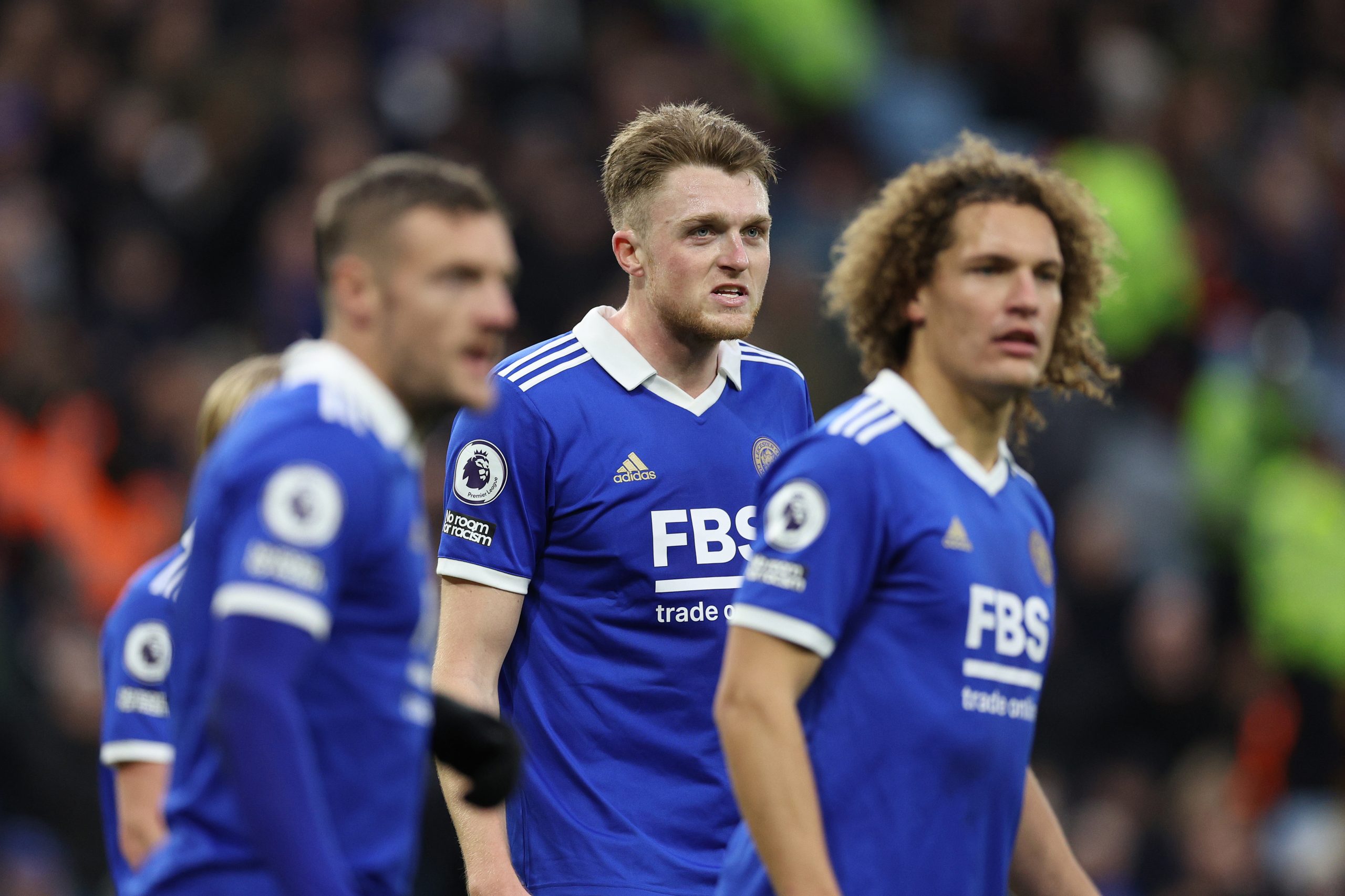 Harry Souttar of Leicester in action during the Premier League match against Aston Villa. (Photo by Richard Heathcote/Getty Images)