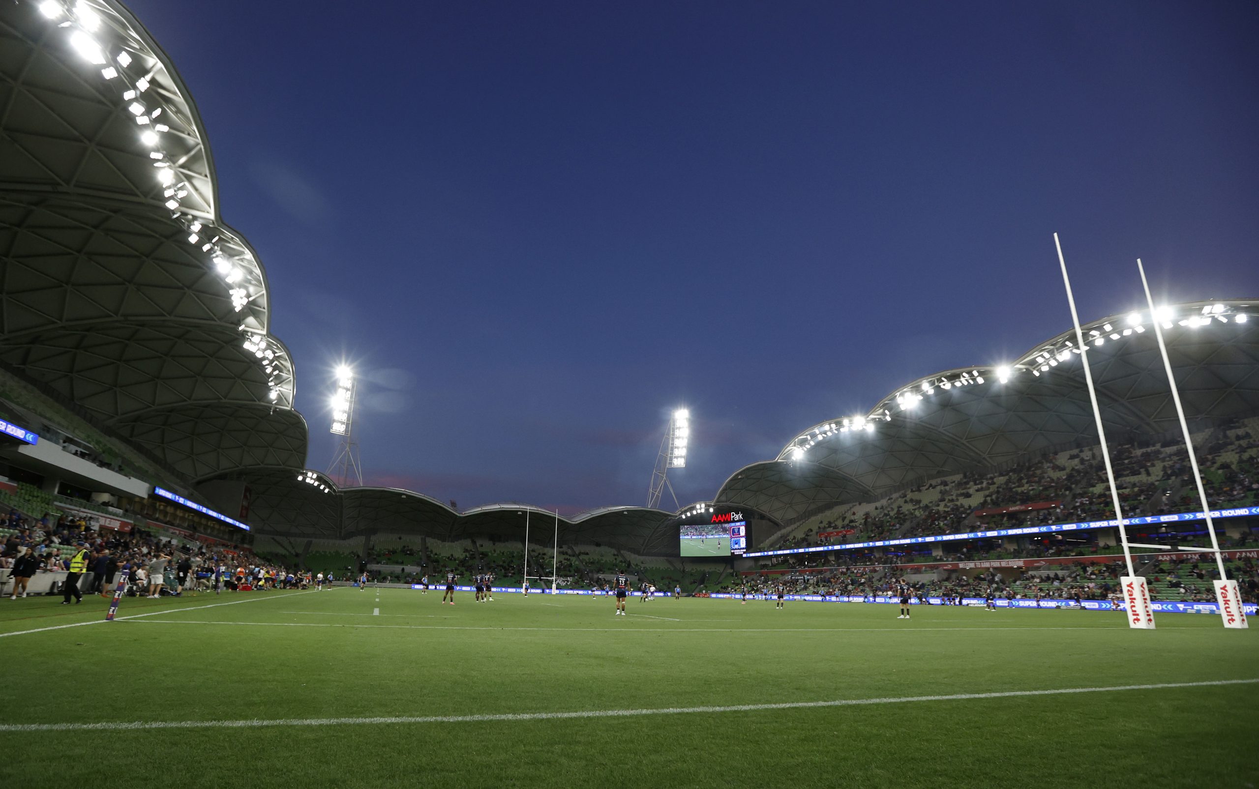 Melbourne Rectangular Stadium during the Melbourne Rebels' round two match.