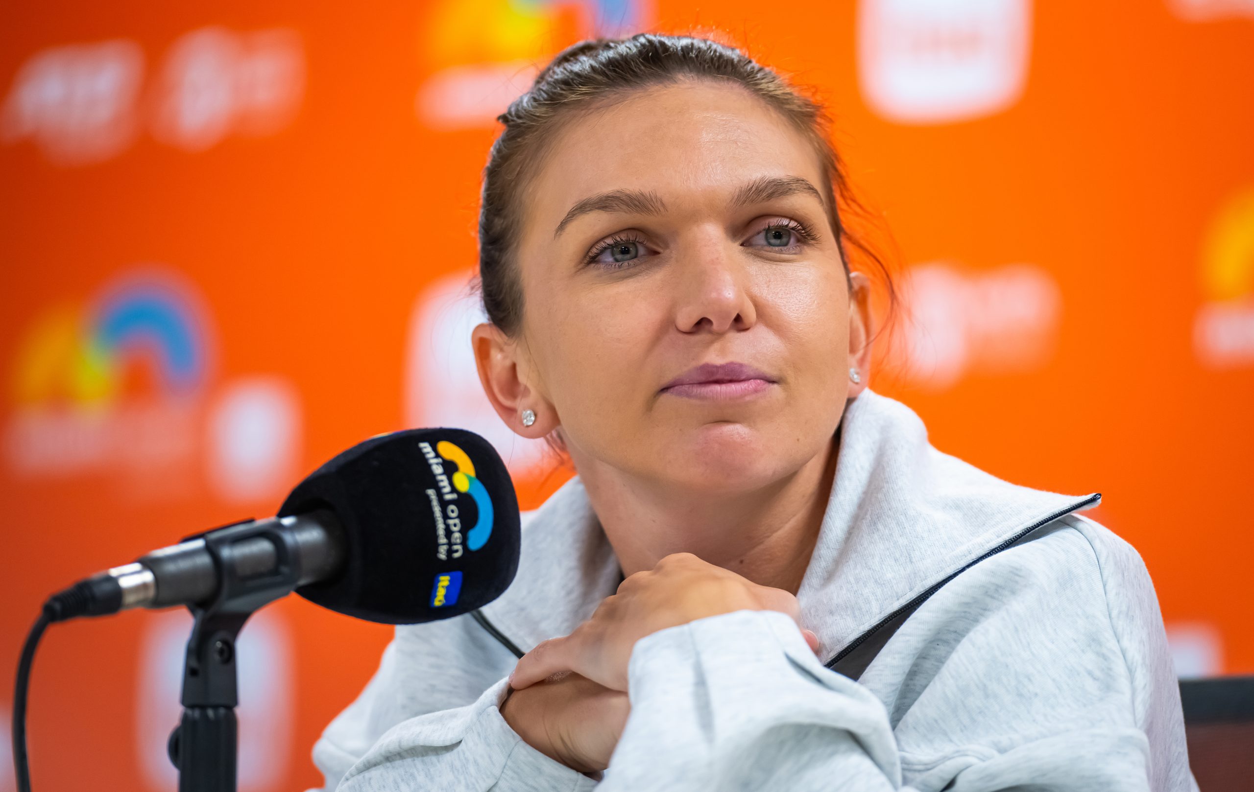 Simona Halep speaks after her first professional tennis match since her doping ban was overturned.