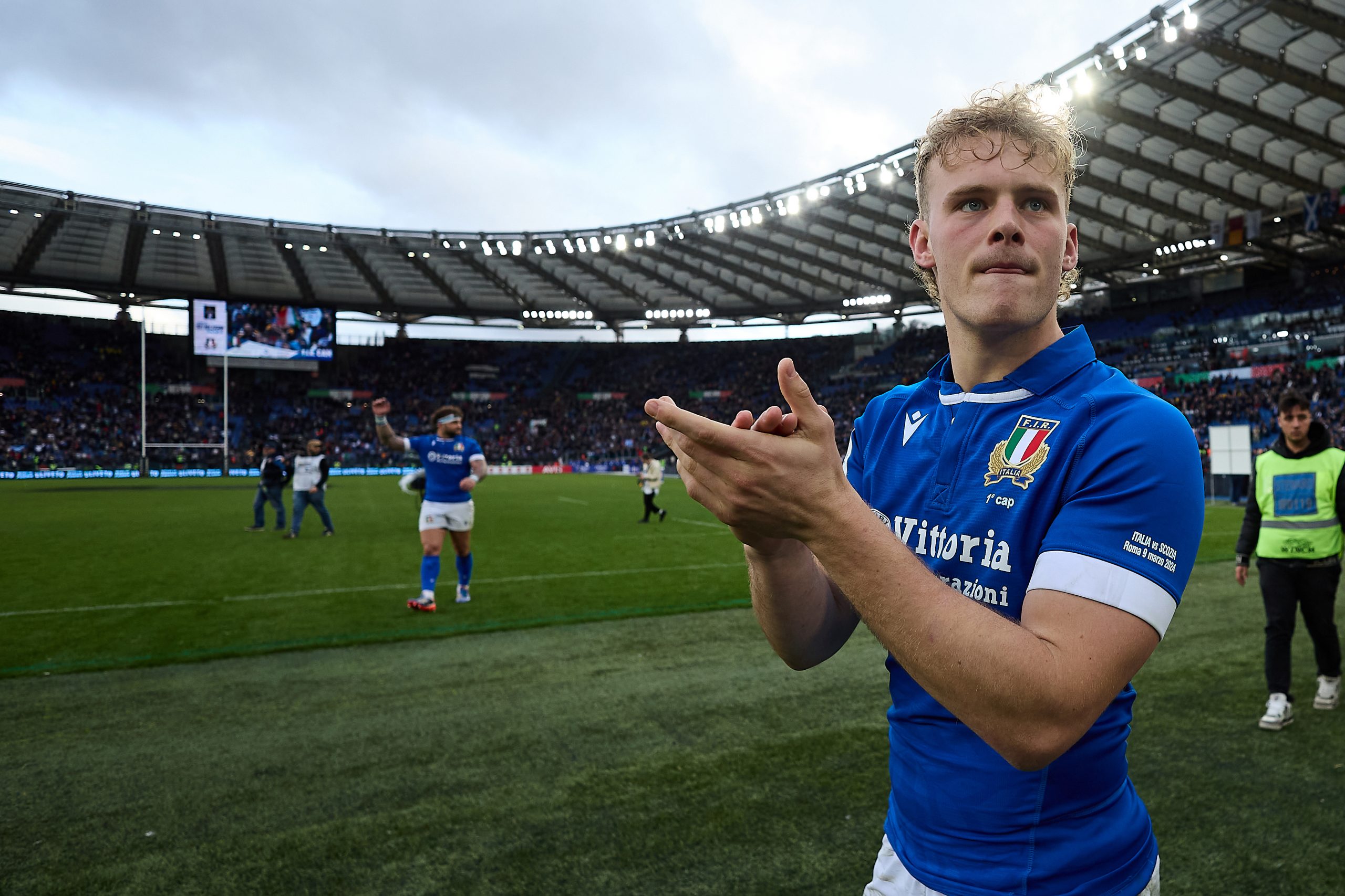 Louis Lynagh of Italy celebrates after winning.