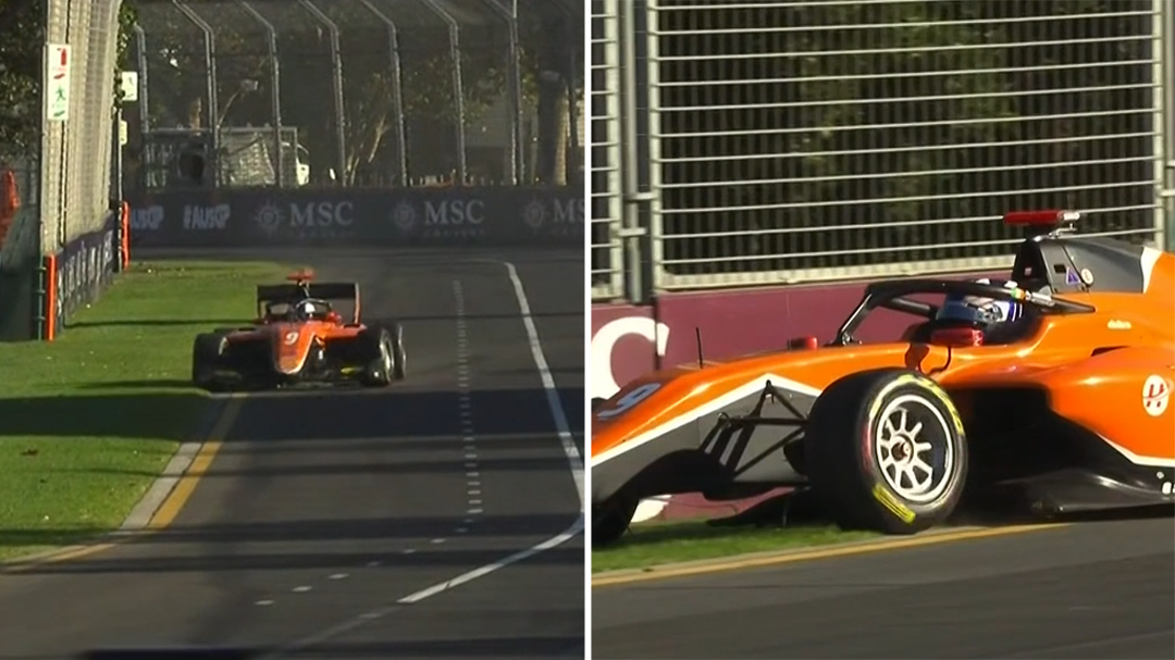 F3 driver shoves rival into wall