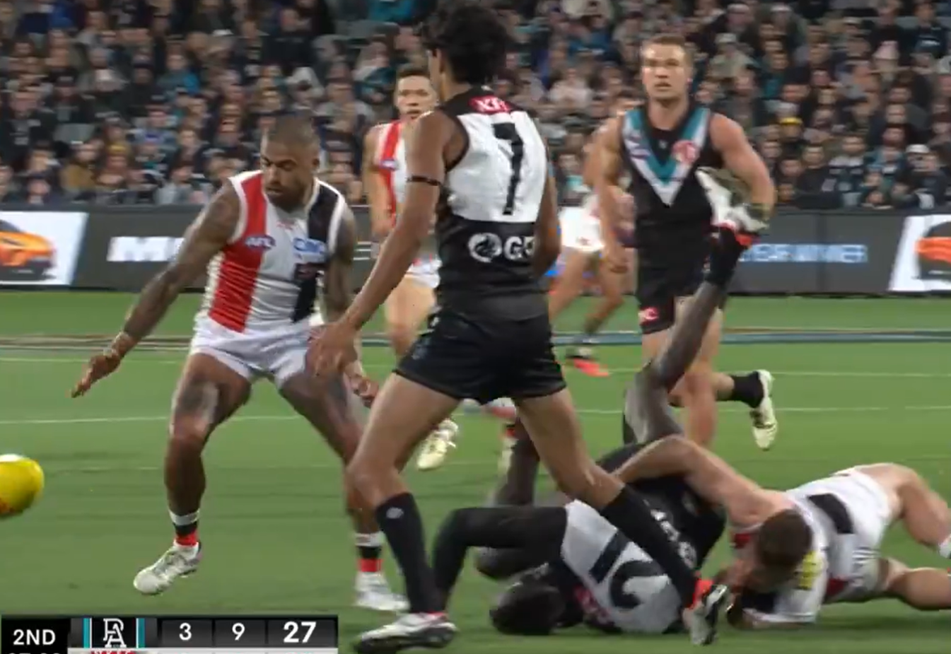 Higgins has come under fire for this sling tackle.