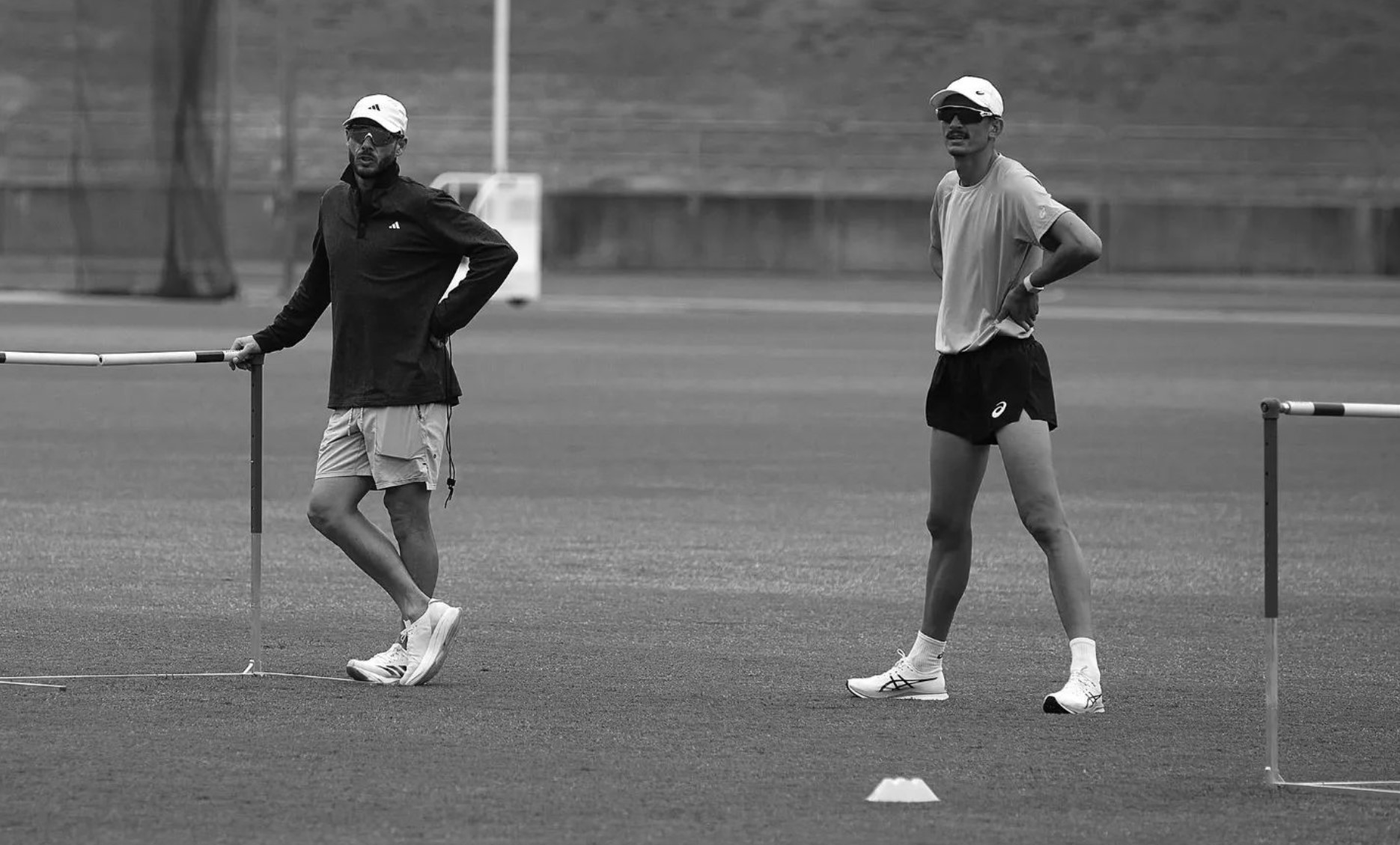 Alex Stewart (left) and Brandon Starc at a training session.