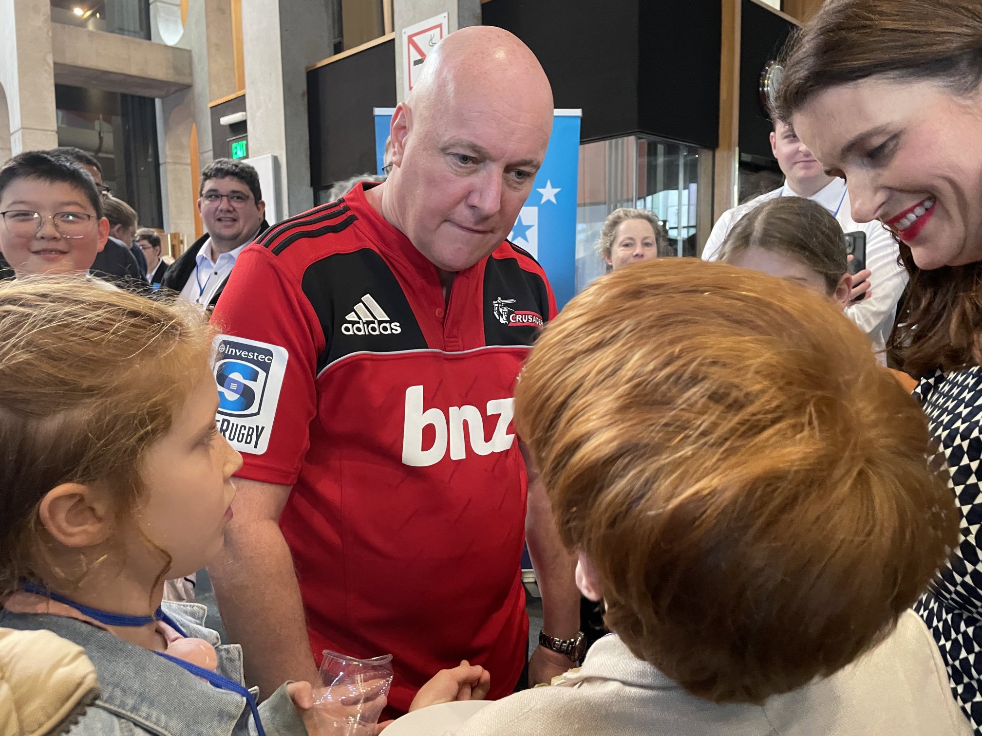 New Zealand prime minister Christopher Luxon is a Crusaders fan.