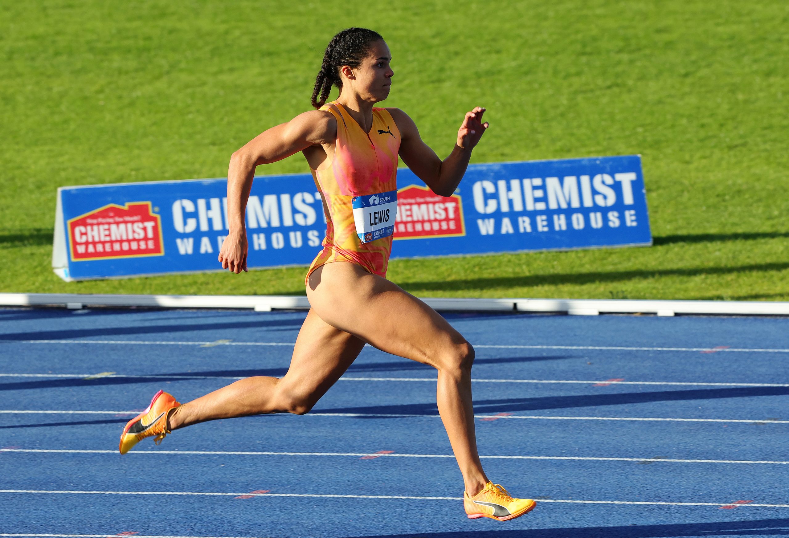 Torrie Lewis in action at the Australian Track and Field Championships in Adelaide this month.