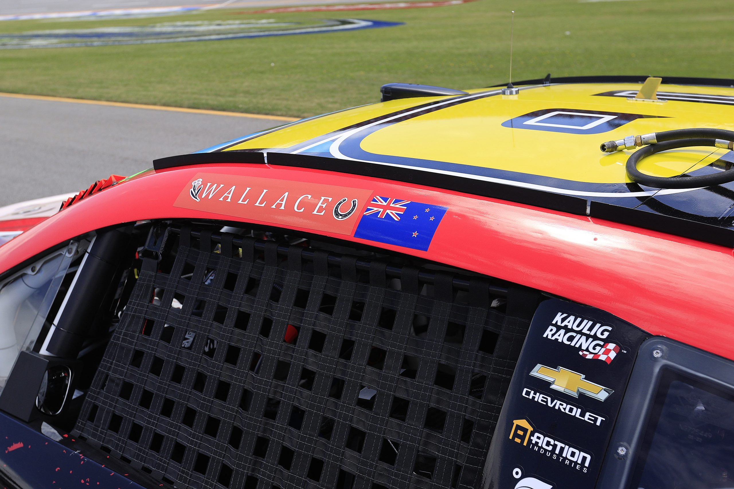 Shane van Gisbergen's mother's maiden name on the door of his Chevrolet Camaro.