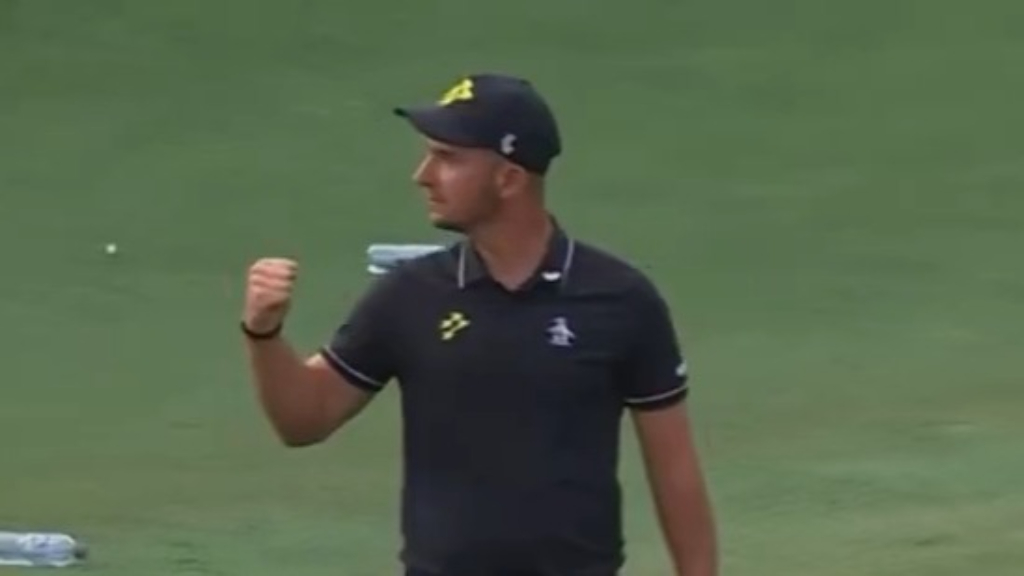 Caddie hit in head by flying water bottle