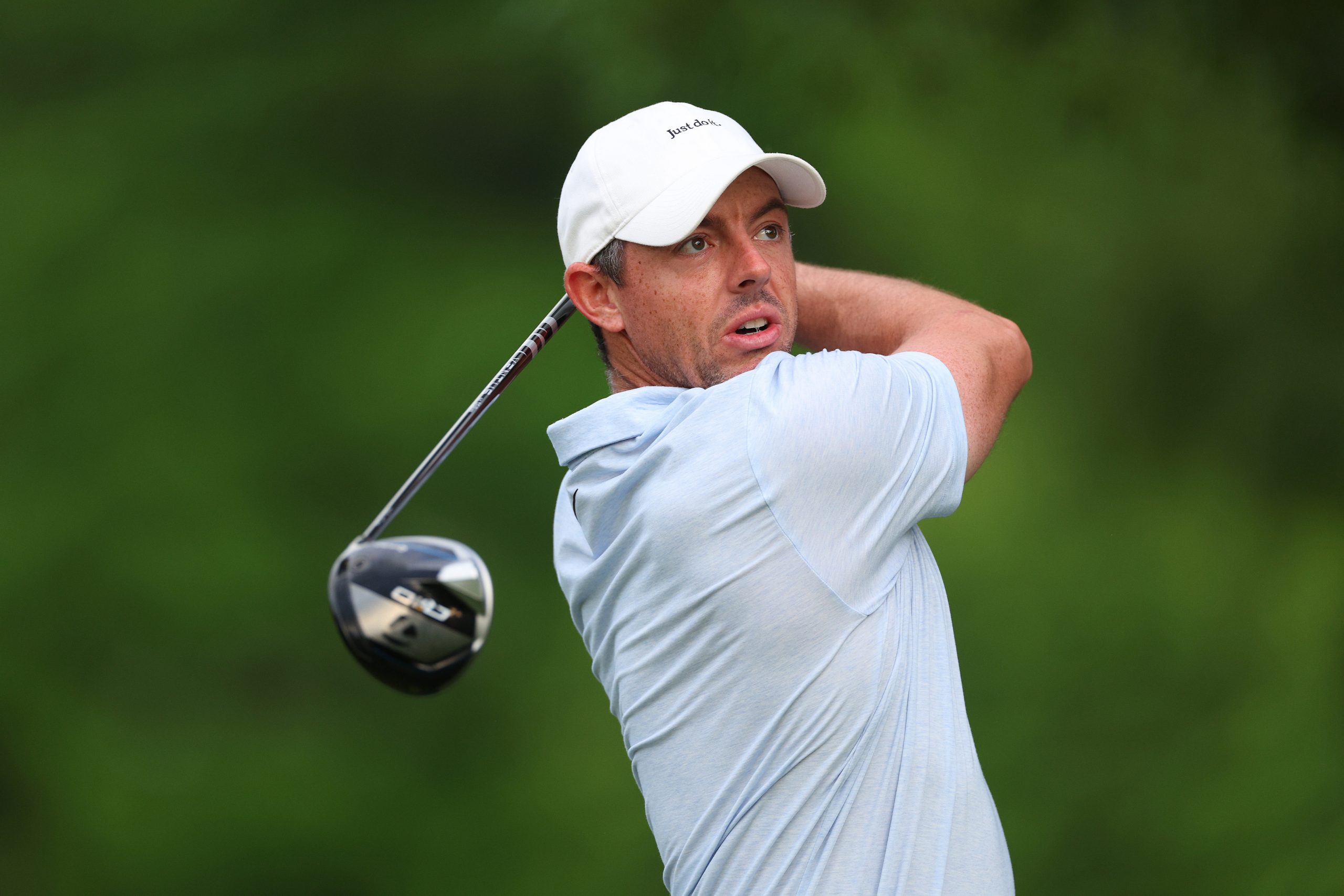 Rory McIlroy of Northern Ireland in action during the Pro Am event at Quail Hollow Country Club on May 08, 2024 in Charlotte, North Carolina. (Photo by Andrew Redington/Getty Images)