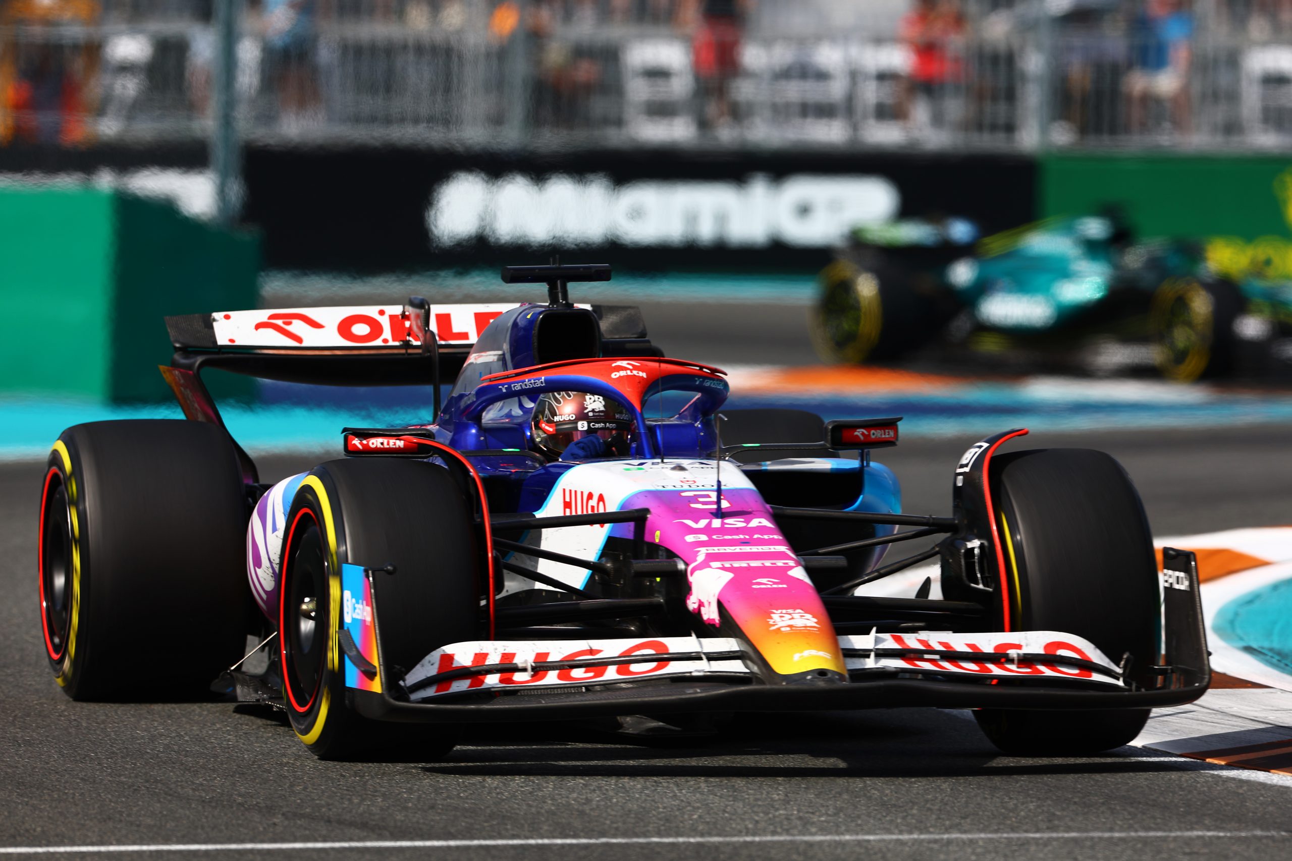 Daniel Ricciardo of Australia driving the (3) Visa Cash App RB VCARB 01 on track during the F1 Grand Prix of Miami at Miami International Autodrome on May 05, 2024 in Miami, Florida. (Photo by Mark Thompson/Getty Images)