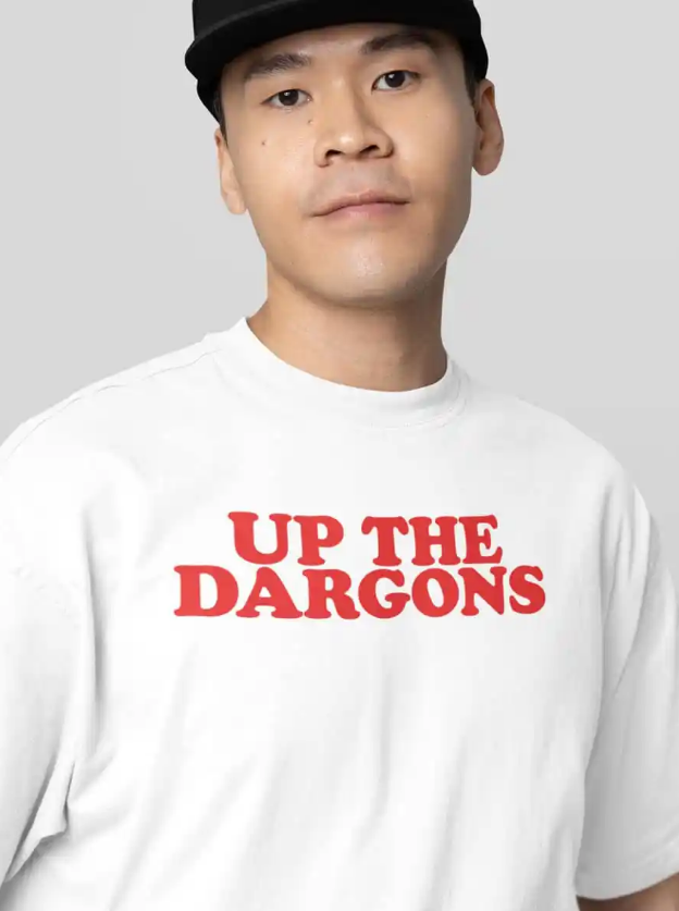 League Tees' 'Up the Dargons' jersey shirt.