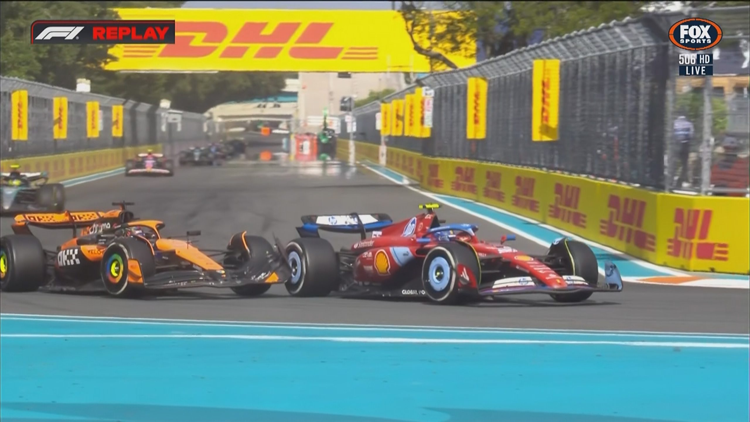 Oscar Piastri had his Miami Grand Prix ruined by contact with the Ferrari of Carlos Sainz, which damaged his front wing.