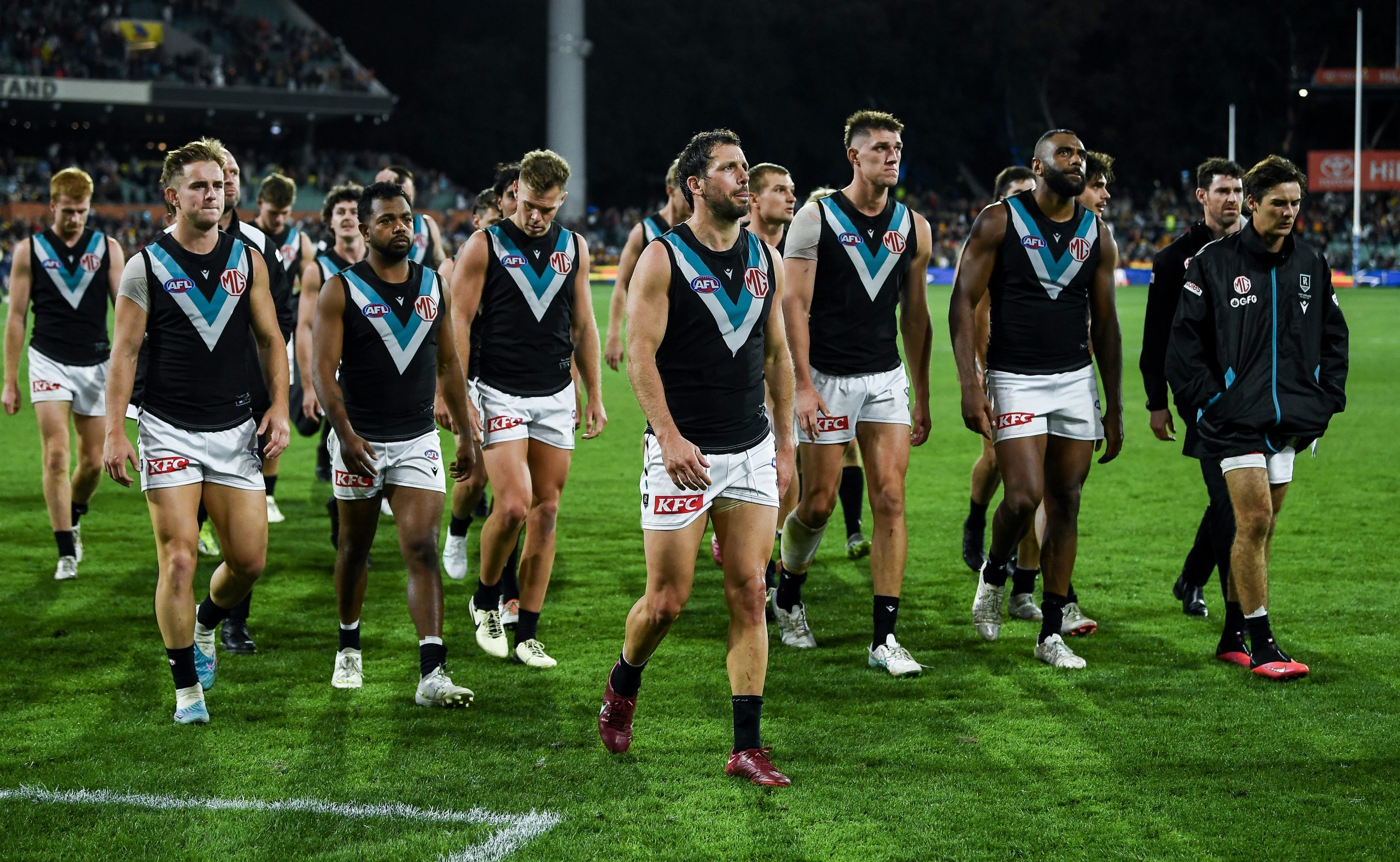 Port Adelaide were dismal, as Connor Rozee was subbed off.