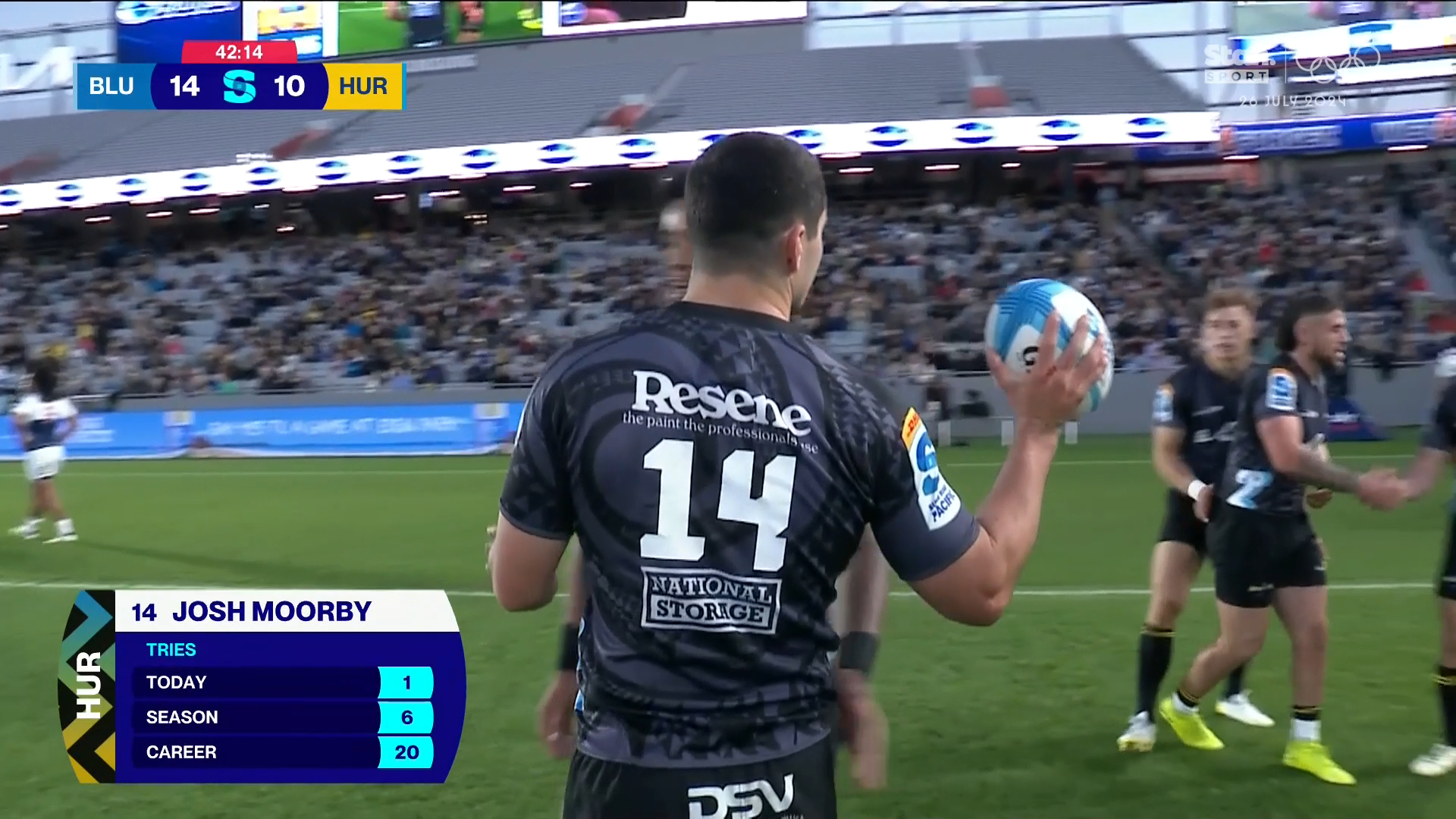 Hurricanes’ Josh Moorby scores against Blues