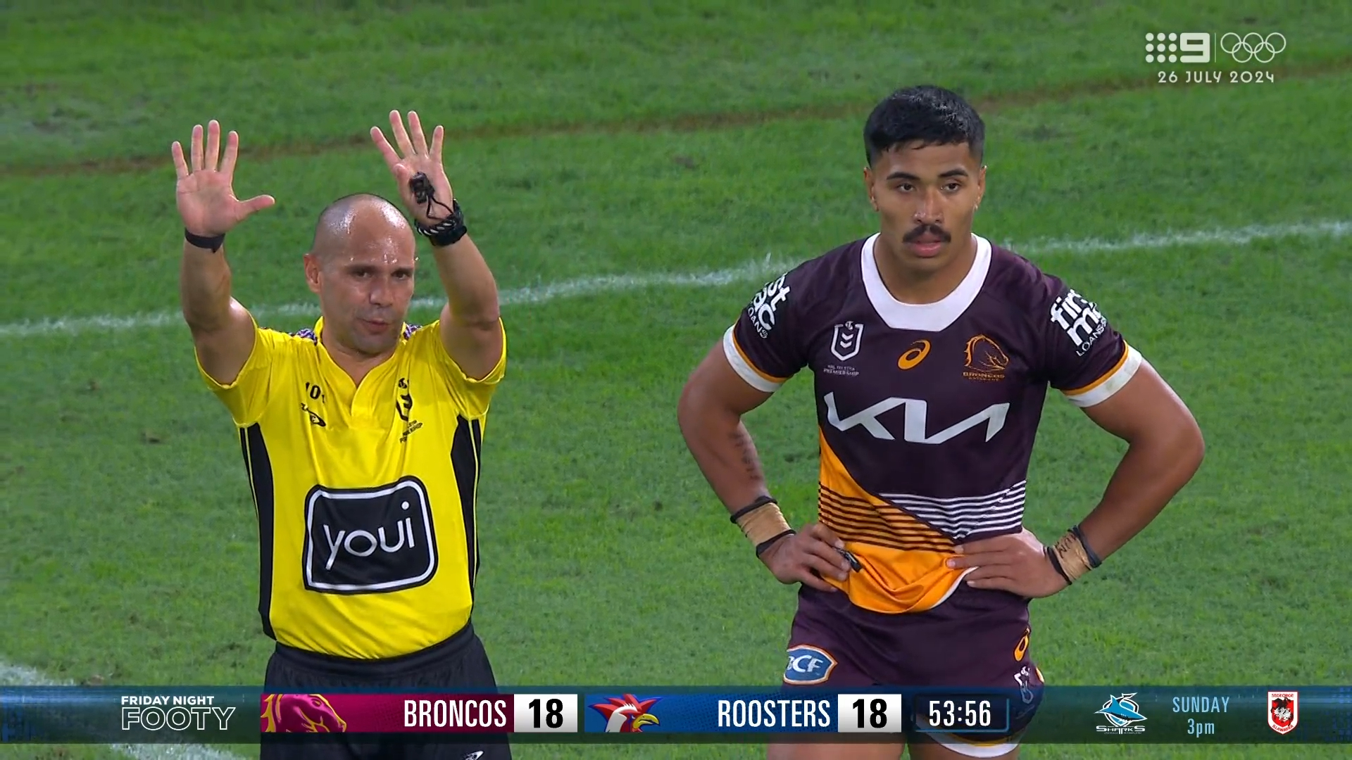 Broncos winger binned for big hit