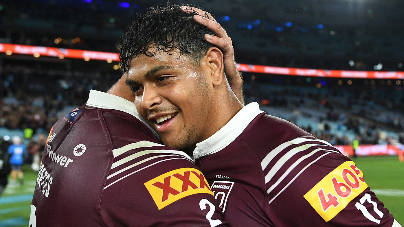 Selwyn Cobbo celebrating after State of Origin 1.