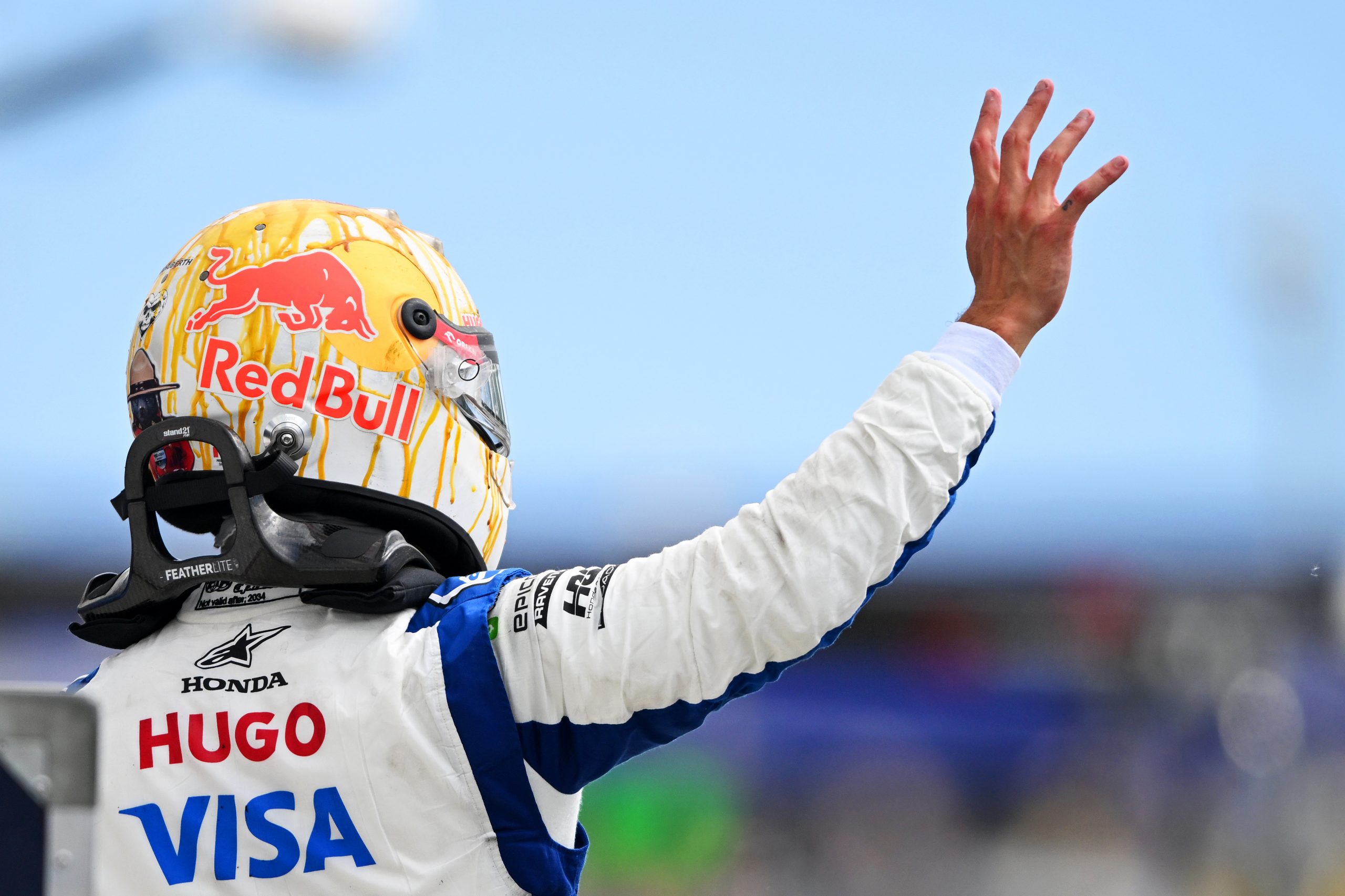 8th placed Daniel Ricciardo of Australia and Visa Cash App RB celebrates in parc ferme after the F1 Grand Prix of Canada at Circuit Gilles Villeneuve on June 09, 2024 in Montreal, Quebec. (Photo by Rudy Carezzevoli/Getty Images)