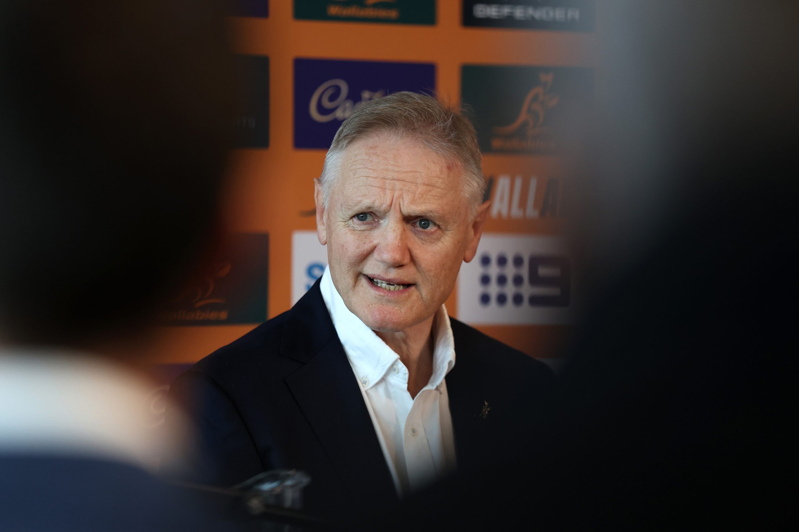 Wallabies coach Joe Schmidt speaks to the media at Rugby HQ in Sydney.