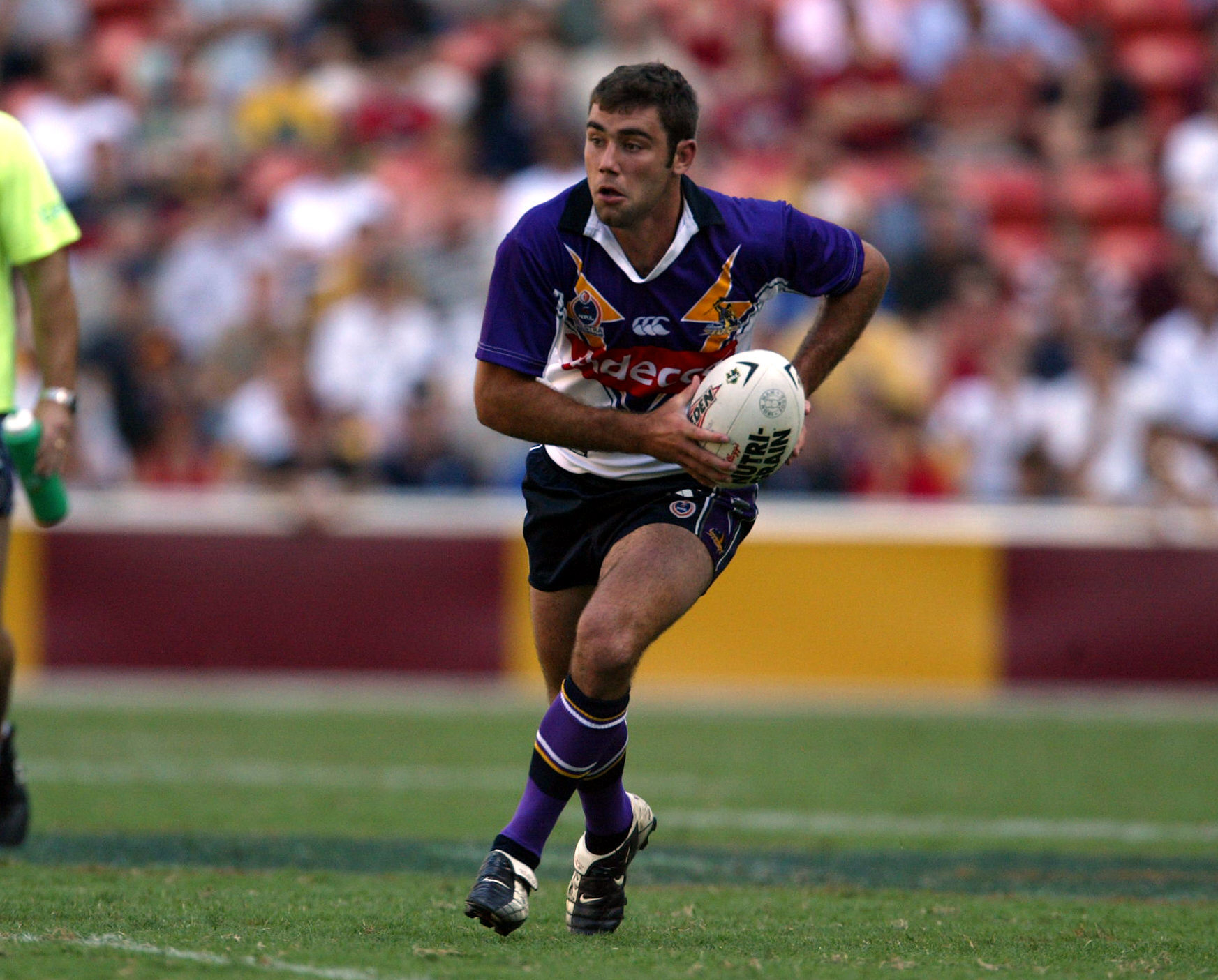 Cameron Smith in action for the Melbourne Storm against the Brisbane Broncos. Sunday 4 April 2004. Pic By Andy Zakeli