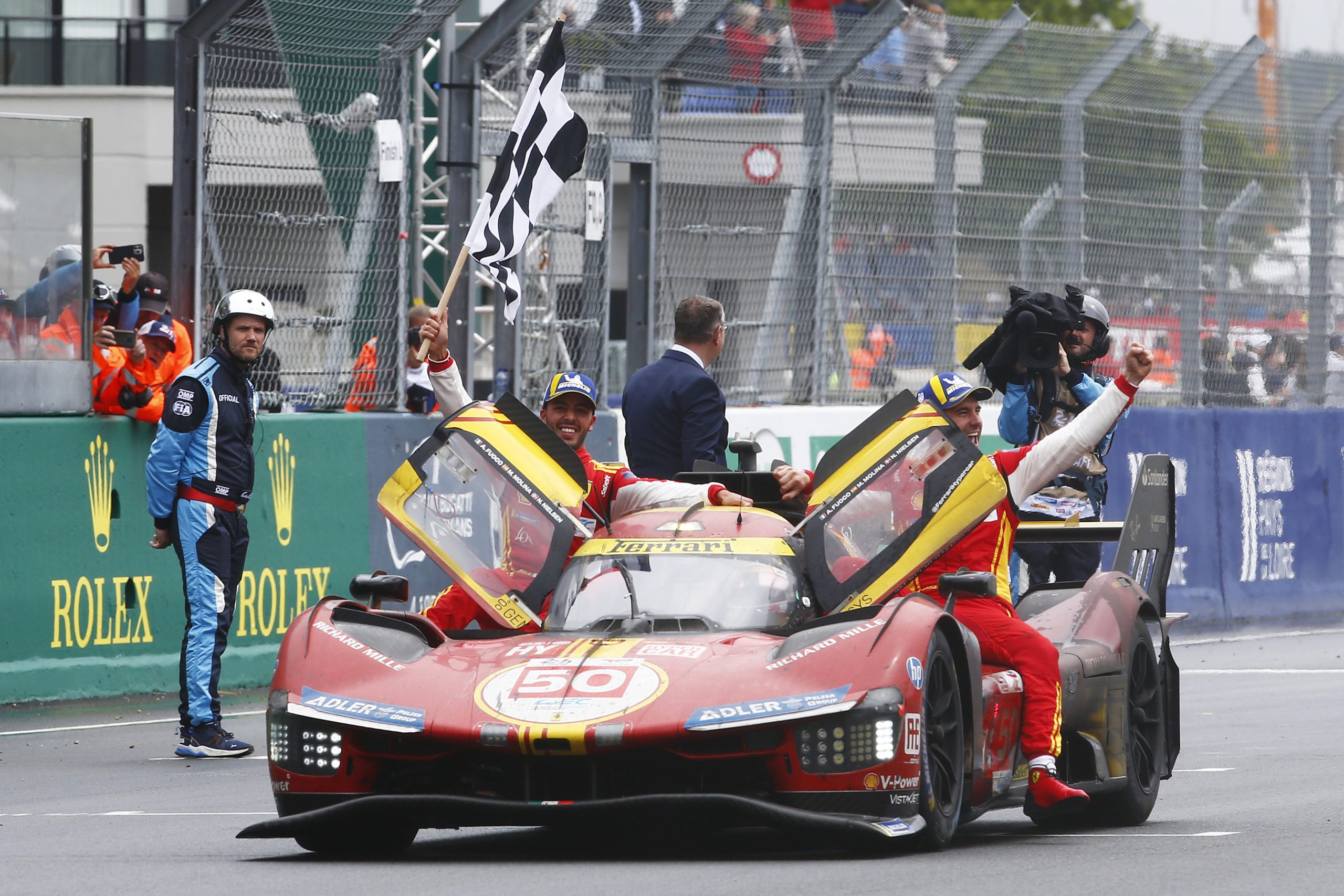 The No.50 Ferrari AF Corse Ferrari 499P of Antonio Fuoco, Miguel Molina, and Nicklas Nielsen.