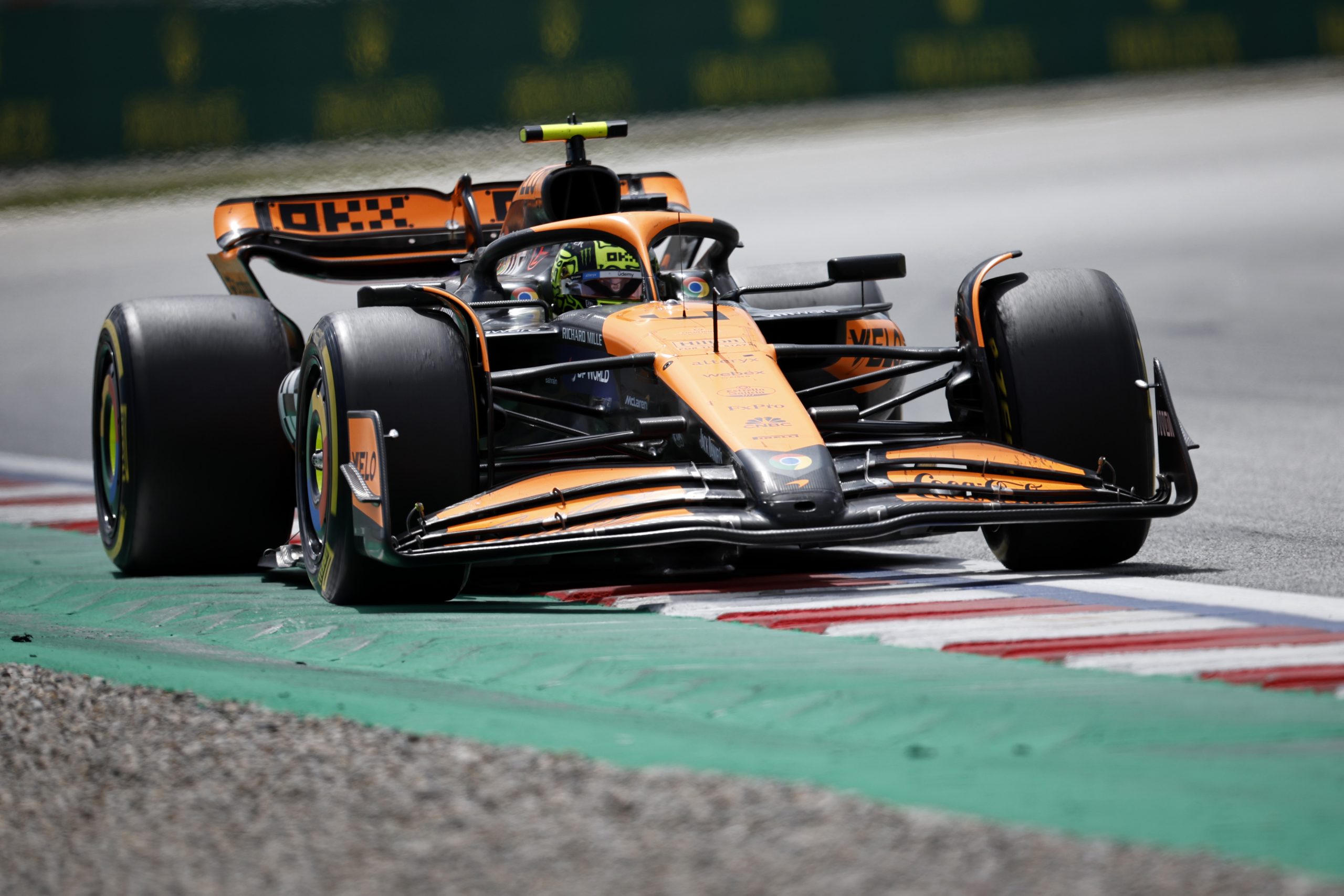 Lando Norris of Great Britain driving the (4) McLaren MCL38 Mercedes on track during the F1 Grand Prix of Spain at Circuit de Barcelona-Catalunya on June 23, 2024 in Barcelona, Spain. (Photo by Chris Graythen/Getty Images)