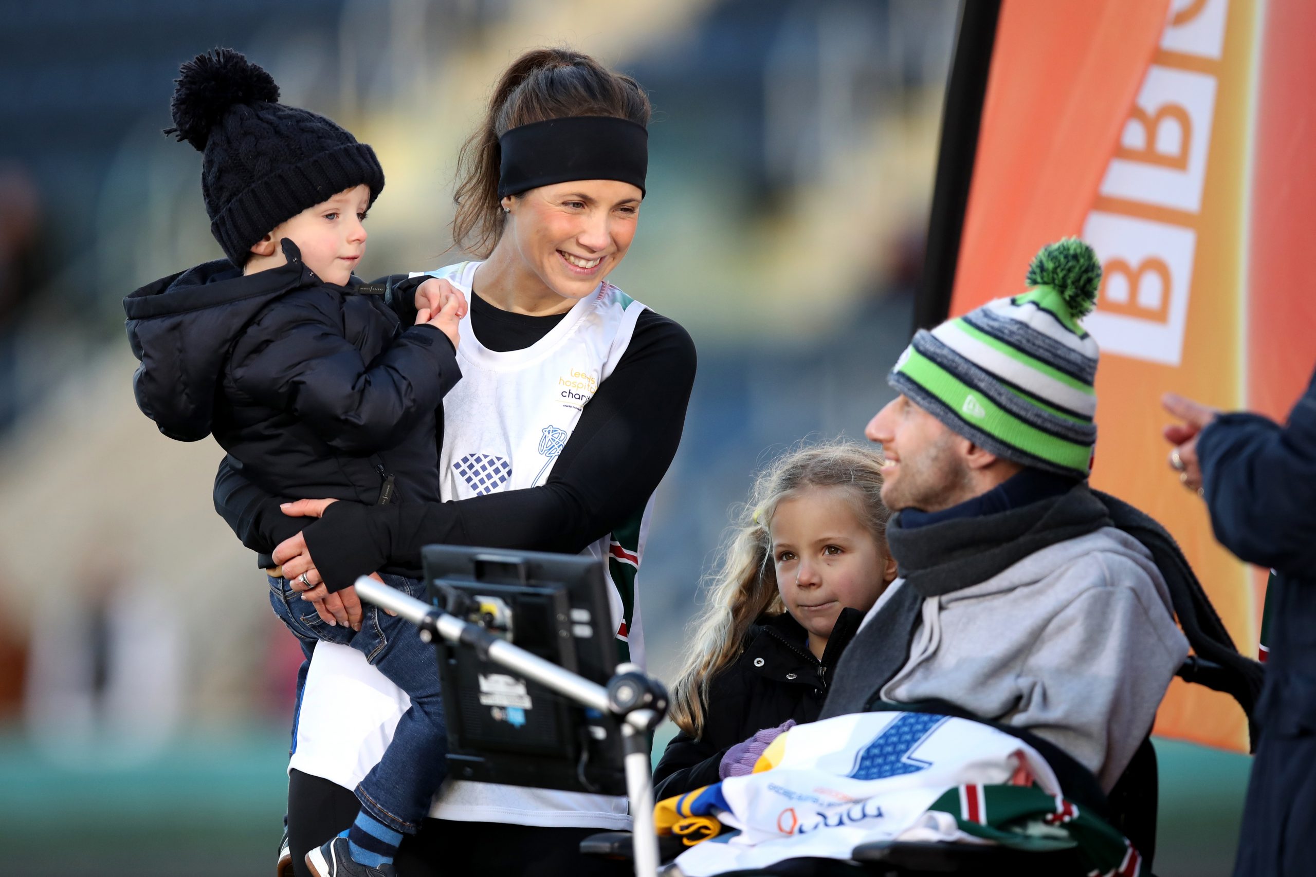 Leeds Rhinos and Great Britain  player Rob Burrow with his wife and children.