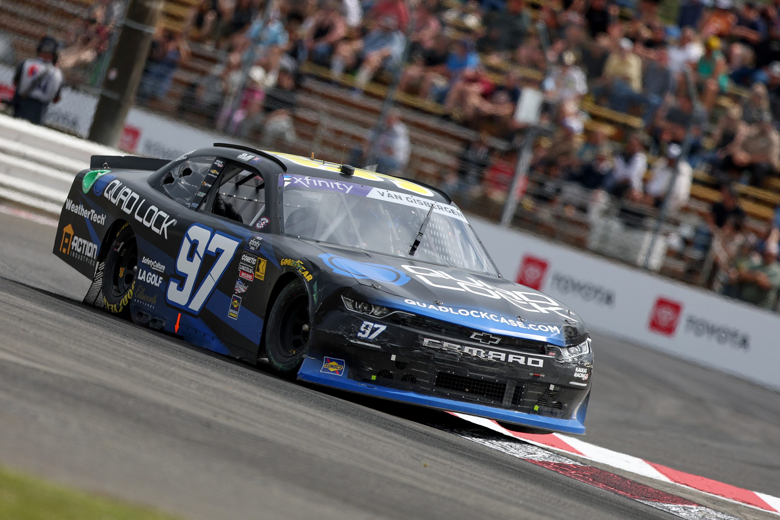 Shane Van Gisbergen, driver of the #97 Quad Lock Chevrolet, drives during the NASCAR Xfinity Series Pacific Office Automation 147 at Portland International Raceway on June 01, 2024 in Portland, Oregon. (Photo by Meg Oliphant/Getty Images)