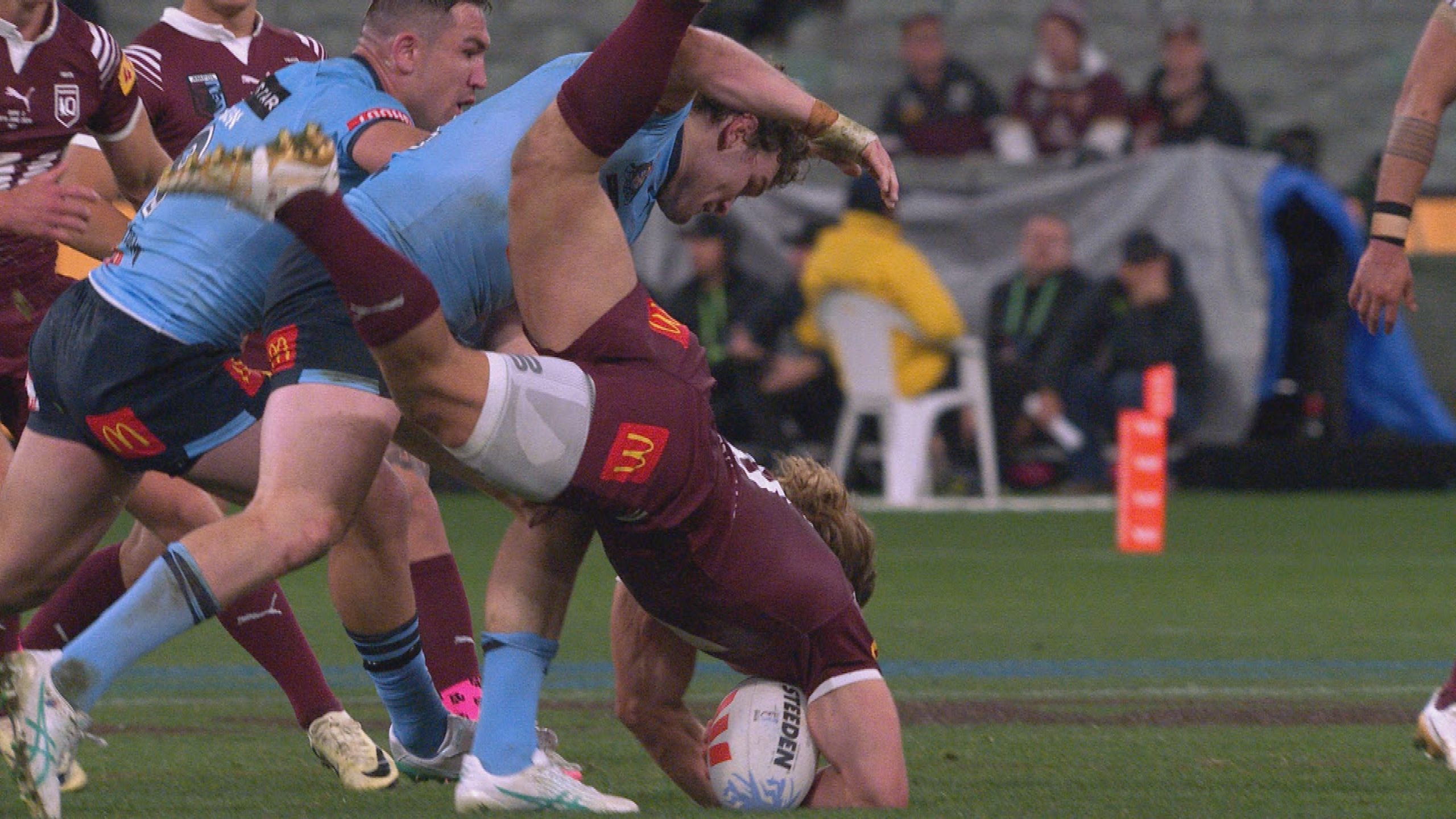 Liam Martin on report for dangerous tackle on Reuben Cotter.