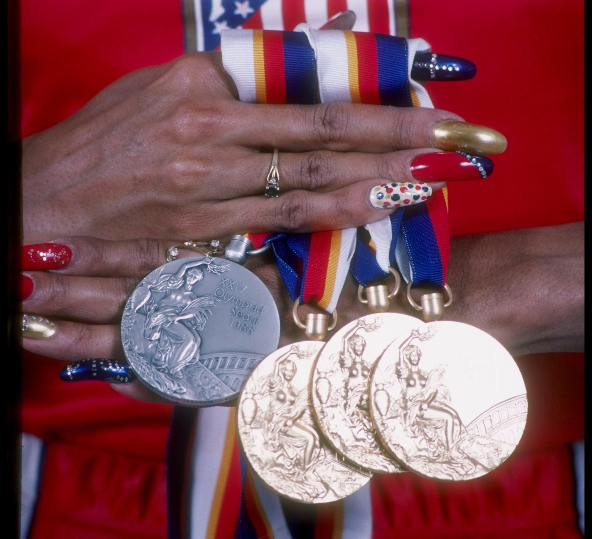 Florence Griffith-Joyner's haul of Seoul 1988 medals.