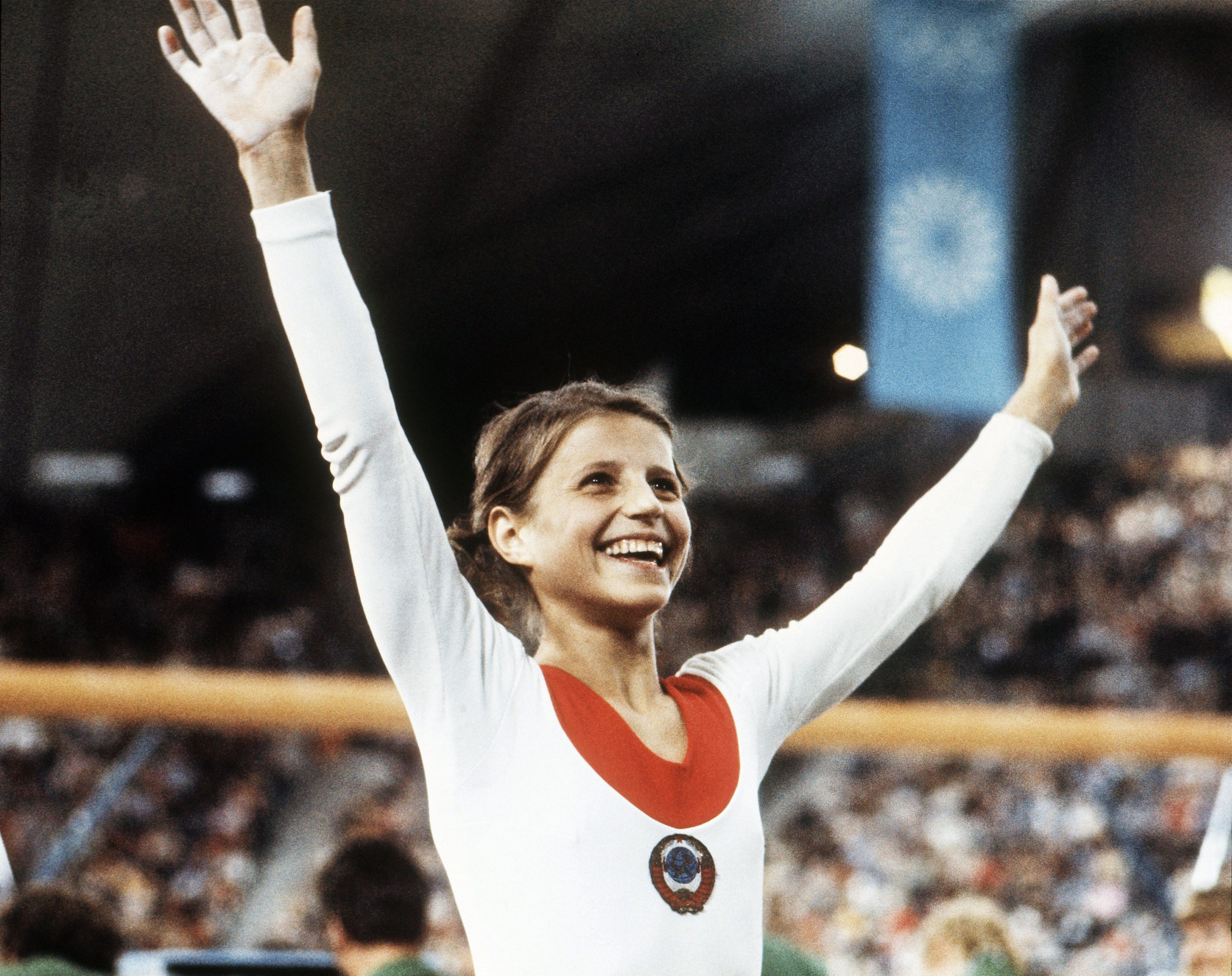 Olga Korbut at the Munich 1972 Olympics.