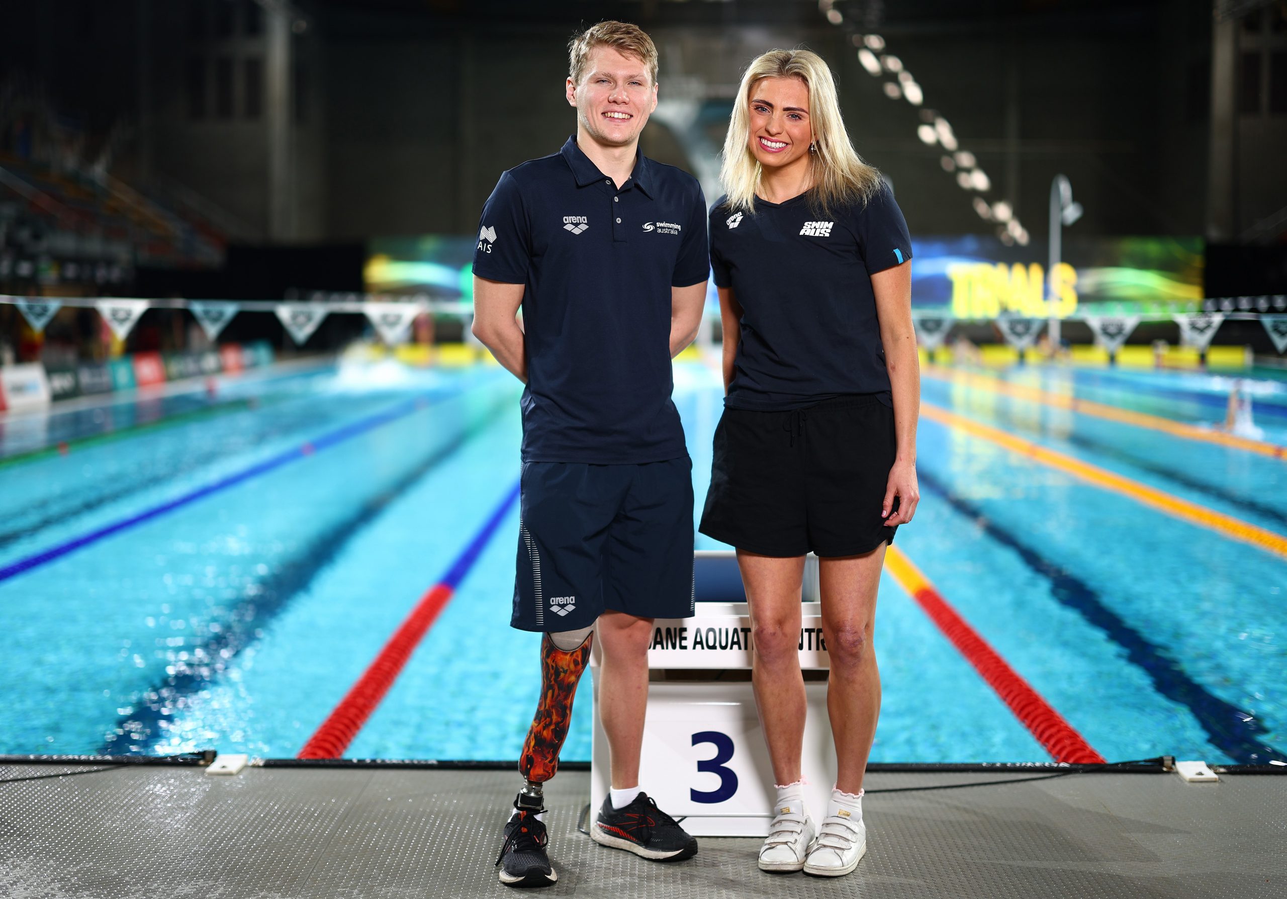 Paralympic swimmers Tim Hodge and Alexa Leary pictured ahead of the trials.