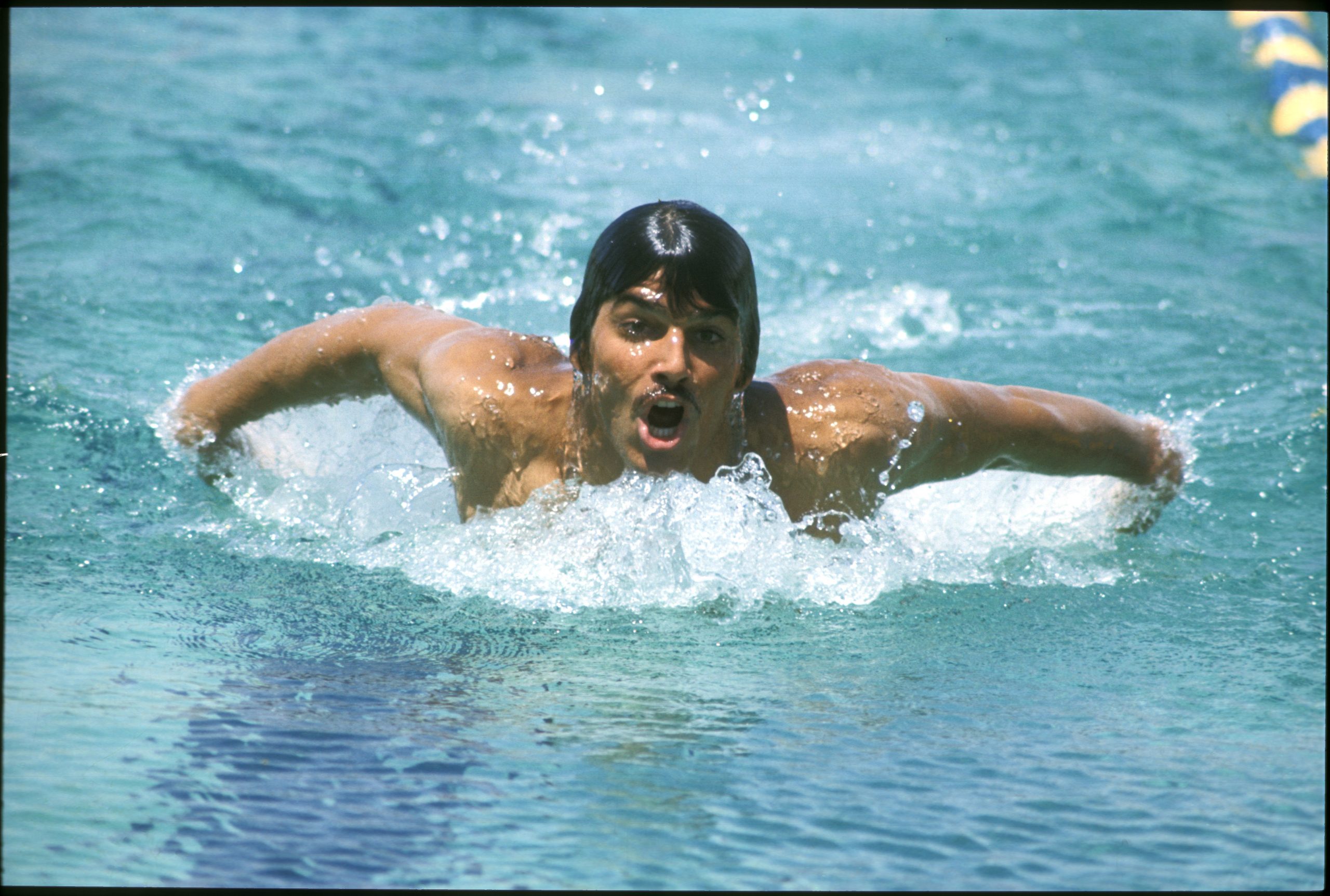 Mark Spitz in action at the Munich 1972 Olympics.