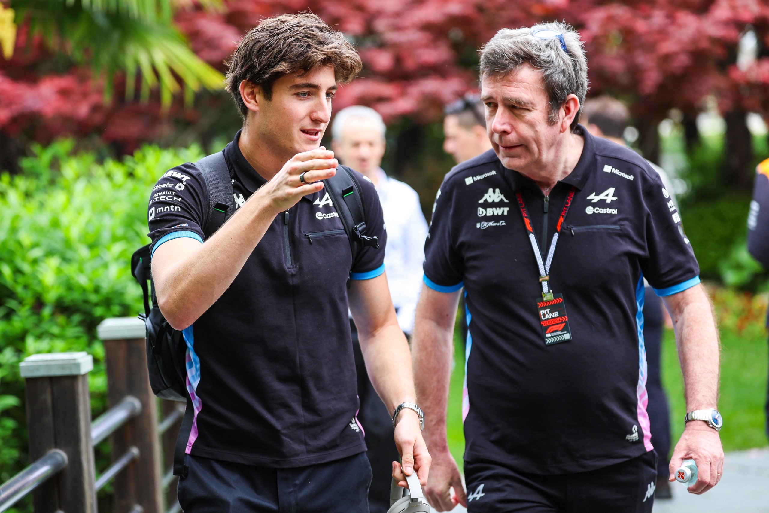 Jack Doohan with Alpine team principal Bruno Famin at the Canadian Grand Prix.