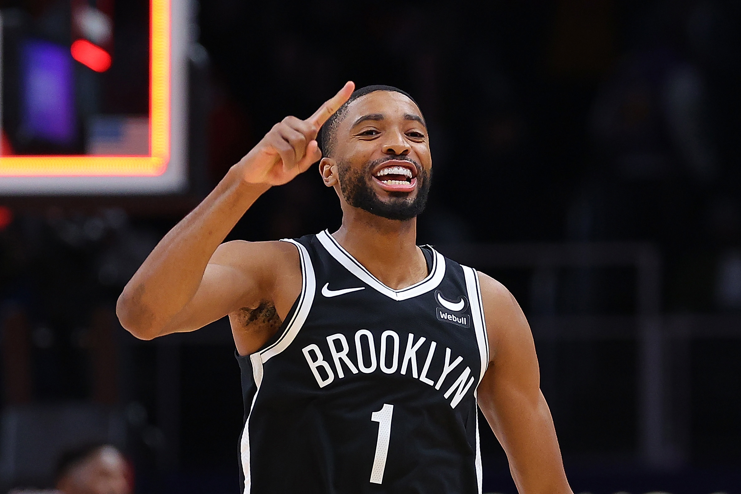 Mikal Bridges of the Brooklyn Nets reacts.