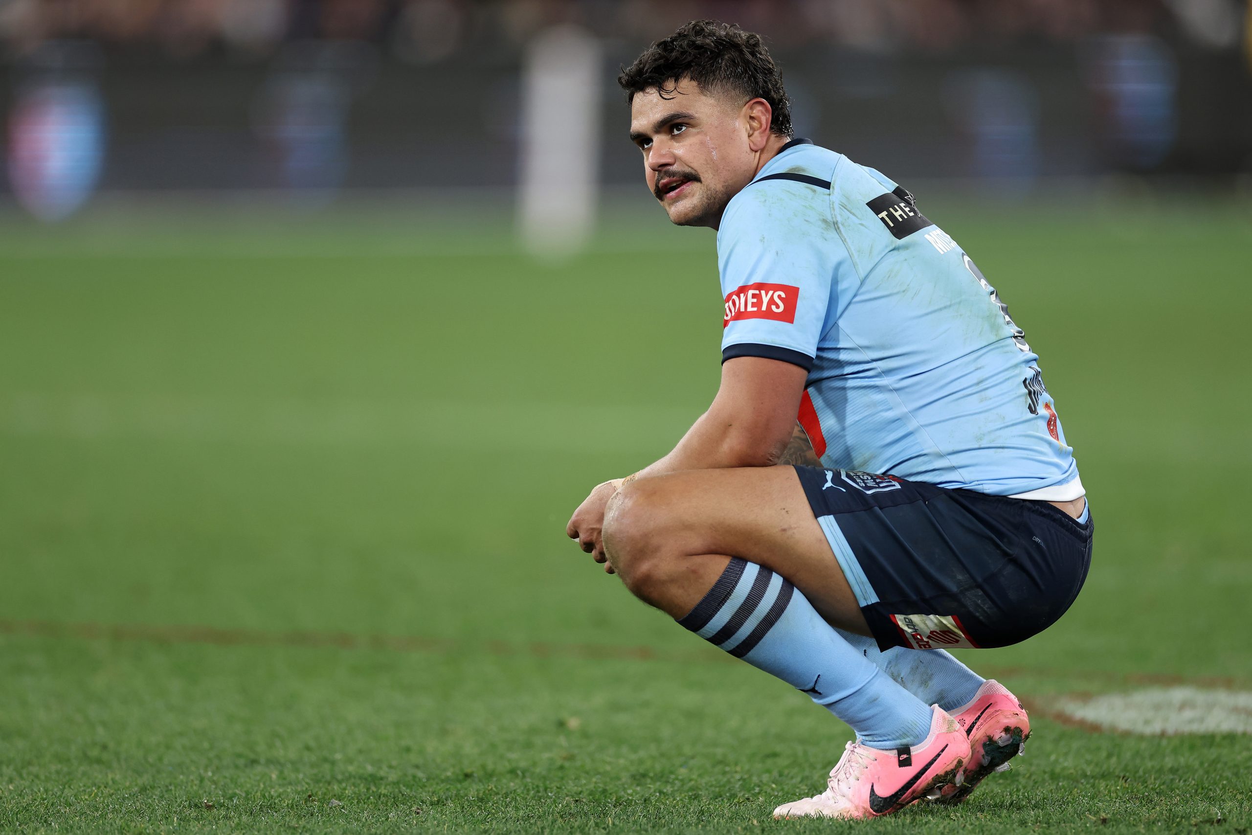 Latrell Mitchell after game two of the men's State of Origin series between New South Wales Blues and Queensland Maroons at Melbourne Cricket Ground on June 26, 2024 in Melbourne, Australia. (Photo by Cameron Spencer/Getty Images)