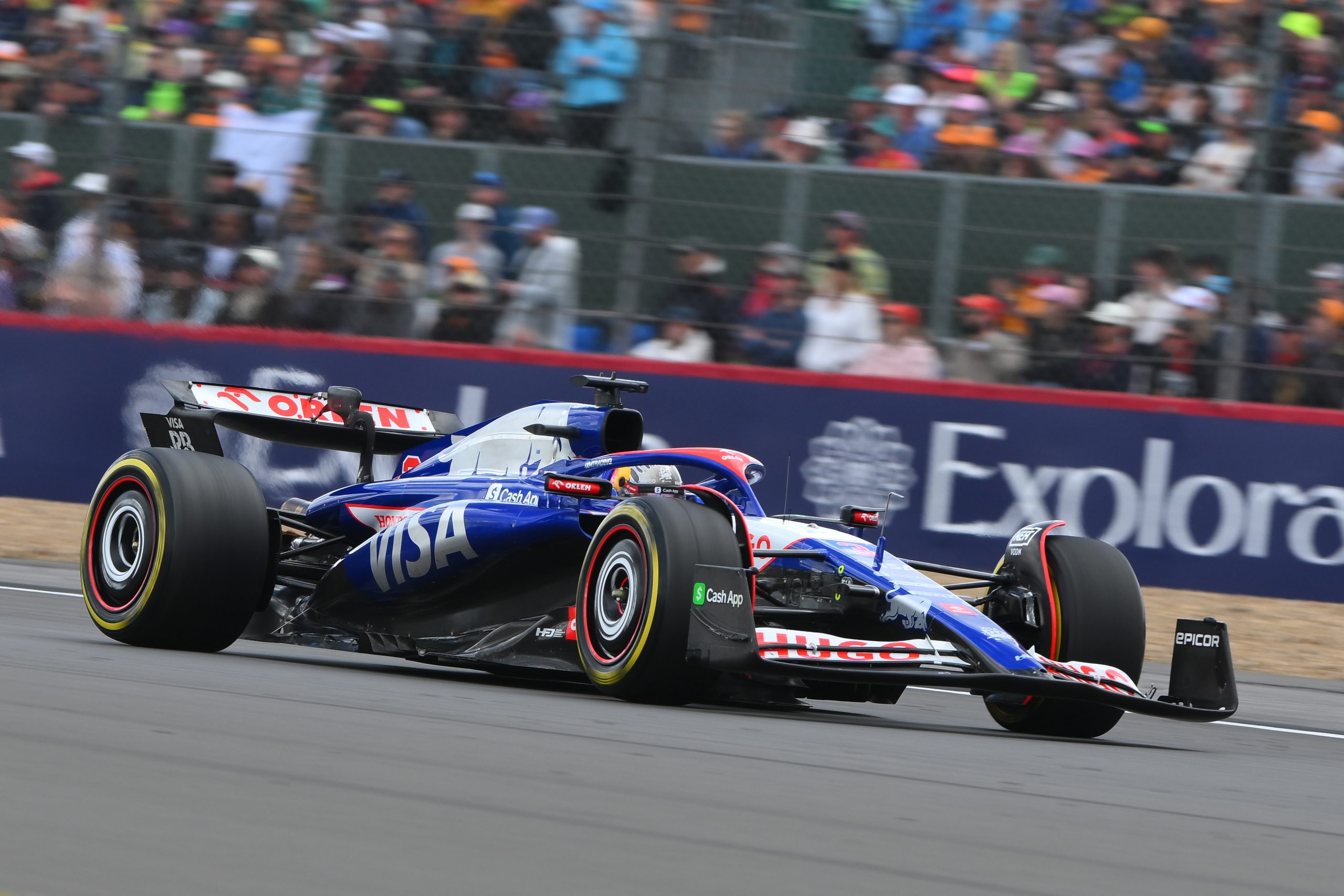 Daniel Ricciardo of Australia and Visa Cash App RB Formula One Team is participating in the Formula 1 Qatar Airways British Grand Prix at the Silverstone Circuit in Towcester, England, on July 5, 2024. (Photo by MI News/NurPhoto via Getty Images)